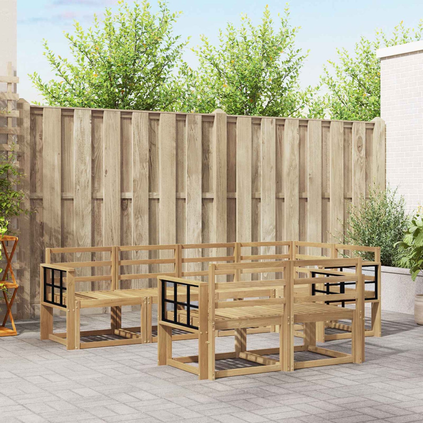 Outdoor Sofa Set 7 pcs White Solid Acacia Wood