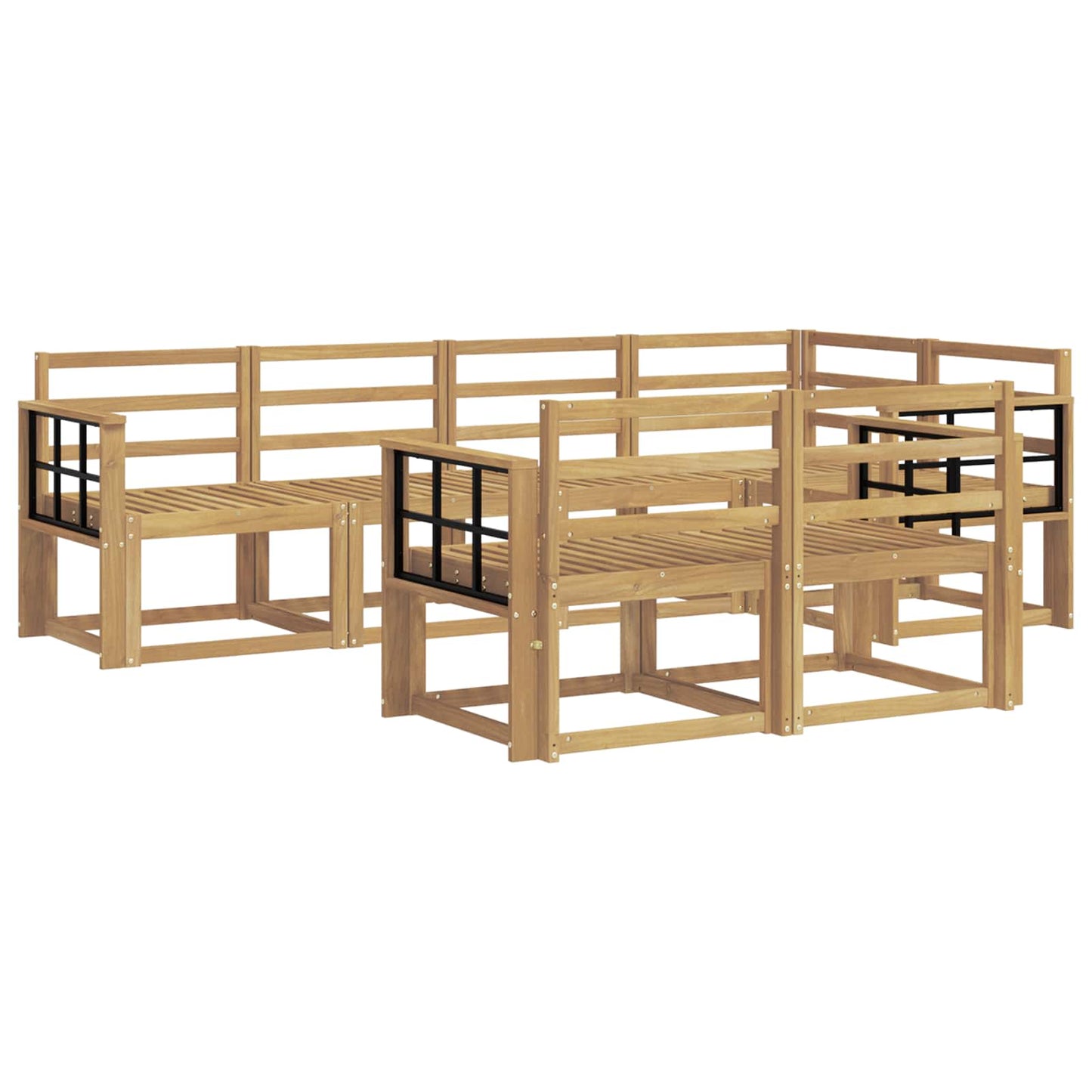 Outdoor Sofa Set 7 pcs White Solid Acacia Wood