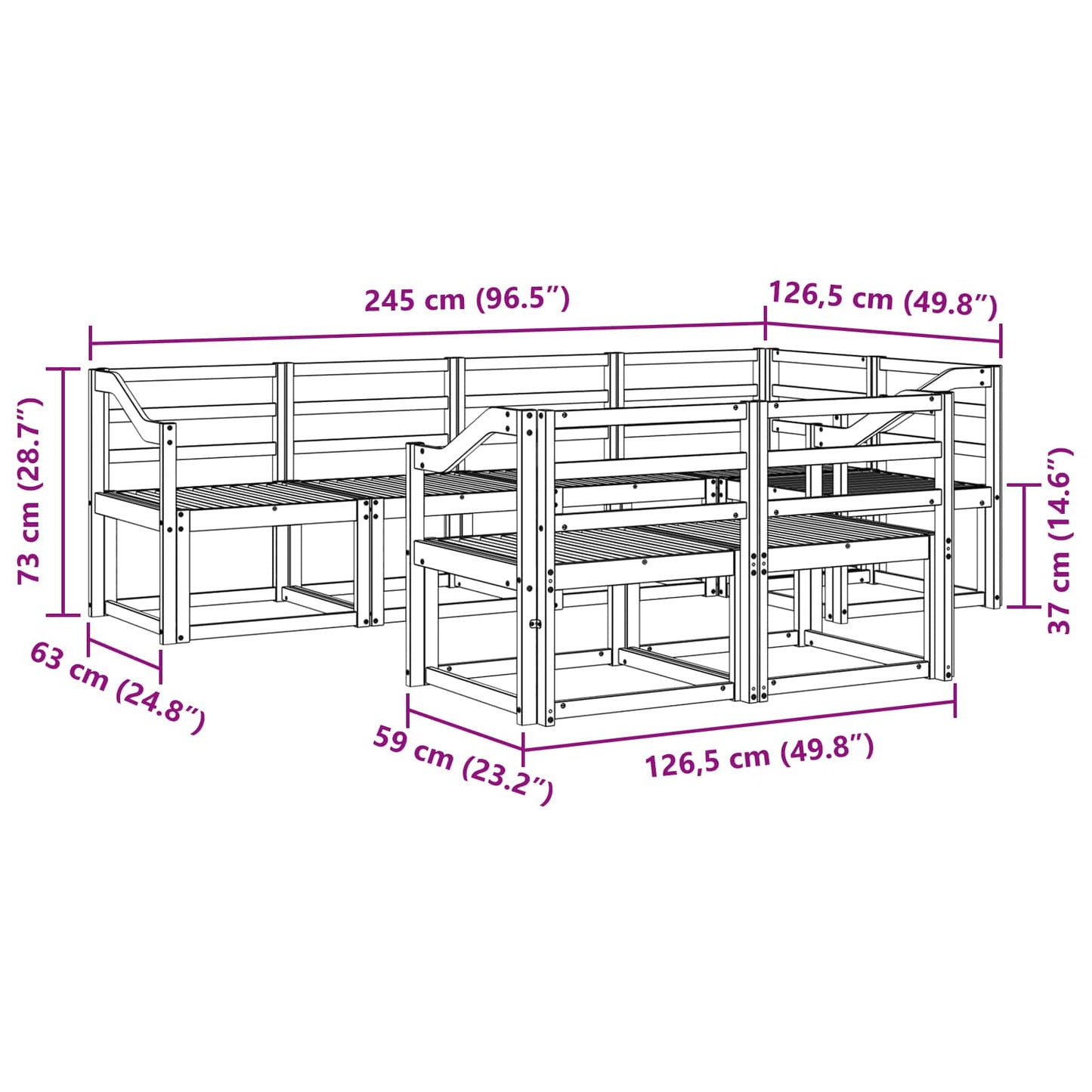 Outdoor Sofa Set 7 pcs White Solid Acacia Wood