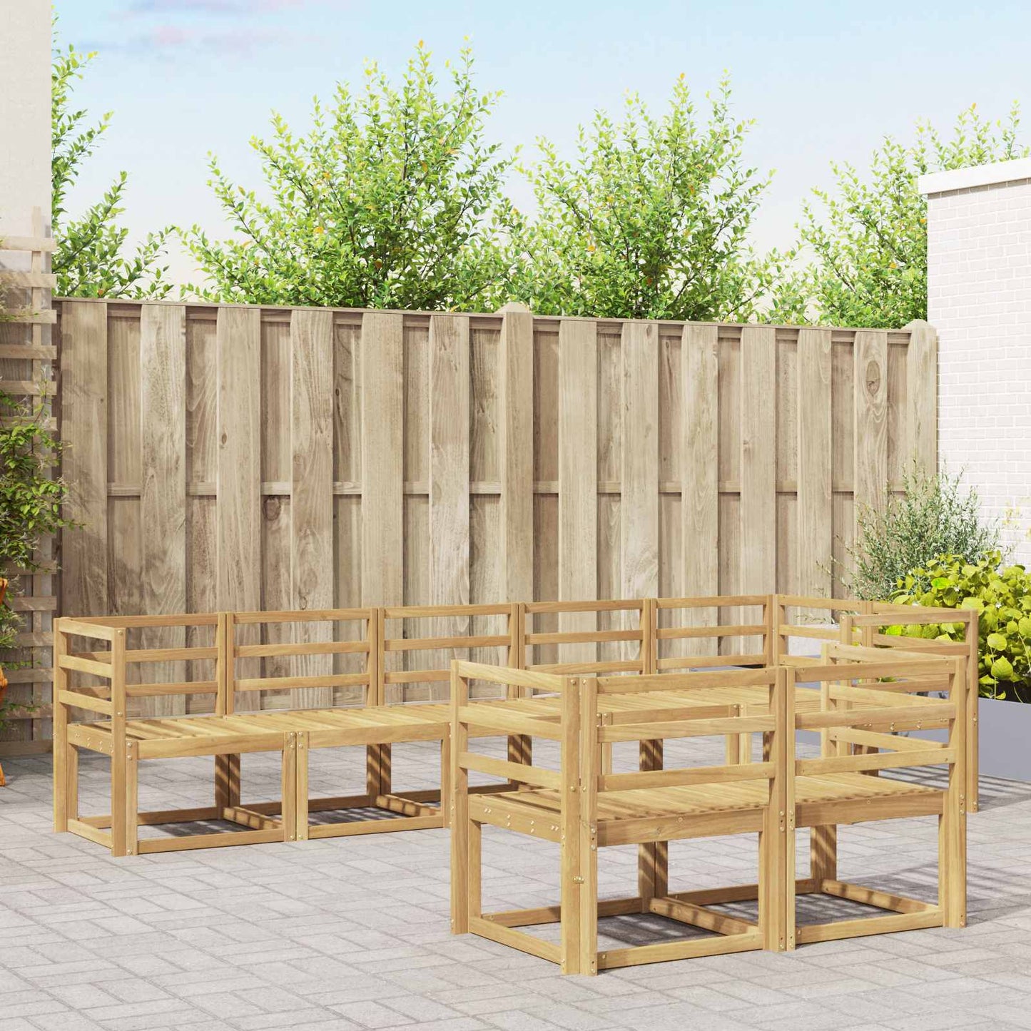 Outdoor Sofa Set 8 pcs White Solid Acacia Wood