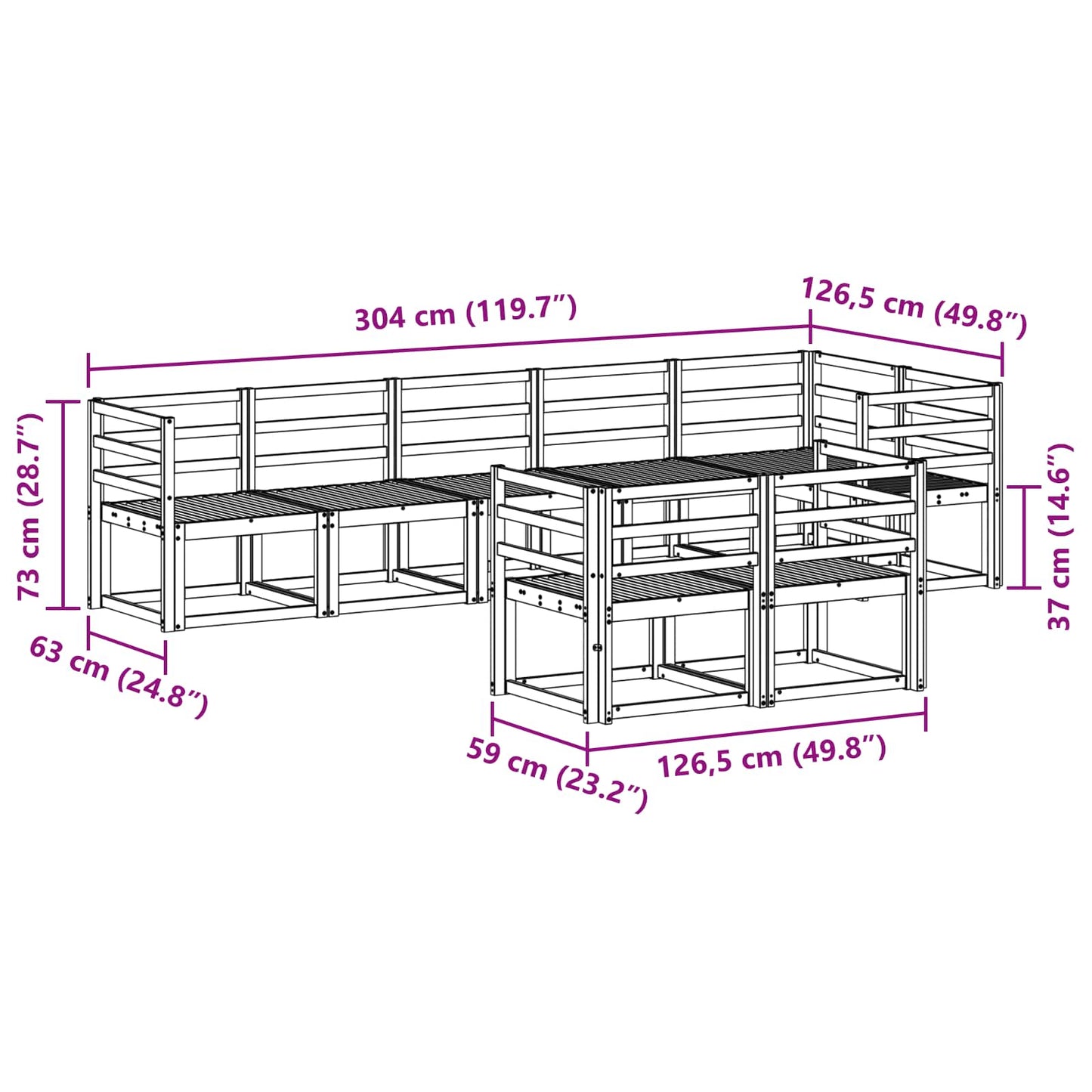 Outdoor Sofa Set 8 pcs White Solid Acacia Wood