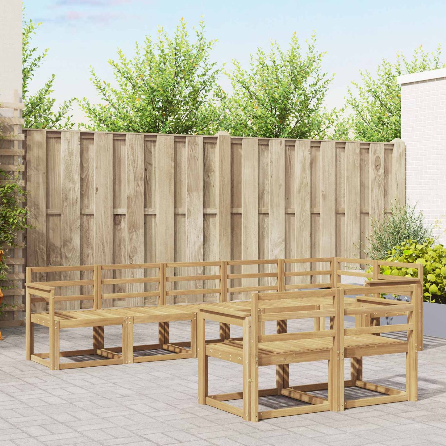 Outdoor Sofa Set 8 pcs White Solid Acacia Wood