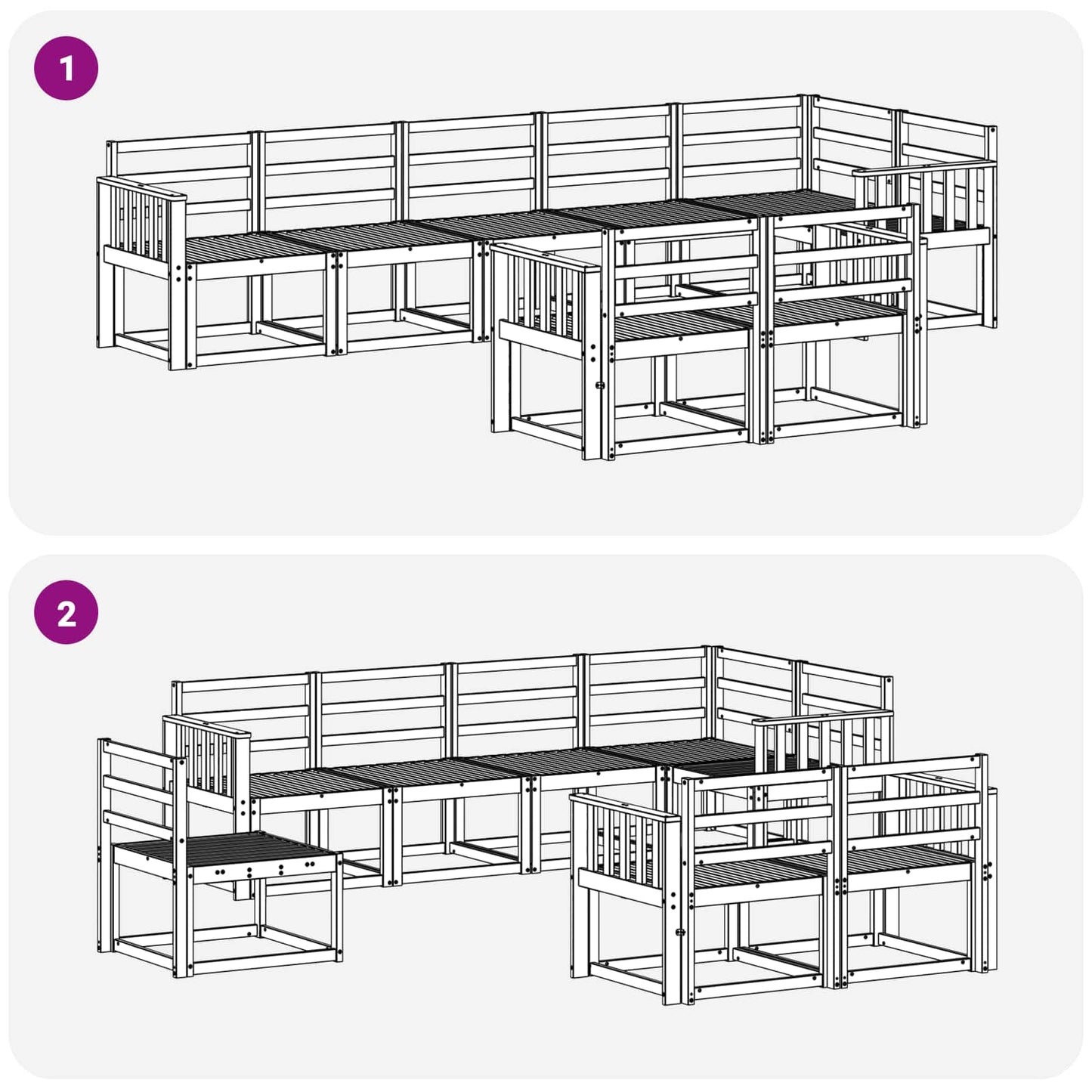 Outdoor Sofa Set 8 pcs White Solid Acacia Wood