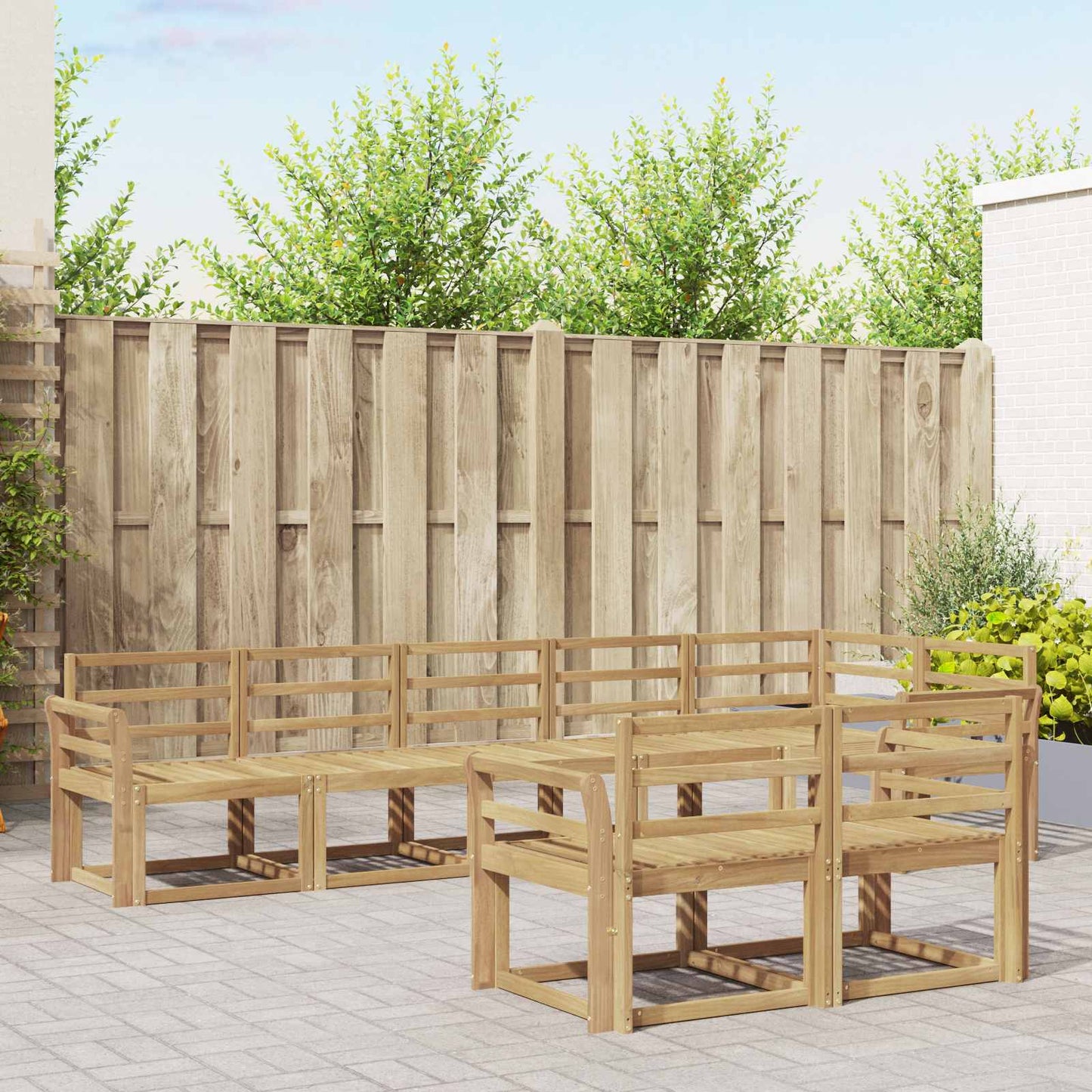 Outdoor Sofa Set 8 pcs White Solid Acacia Wood