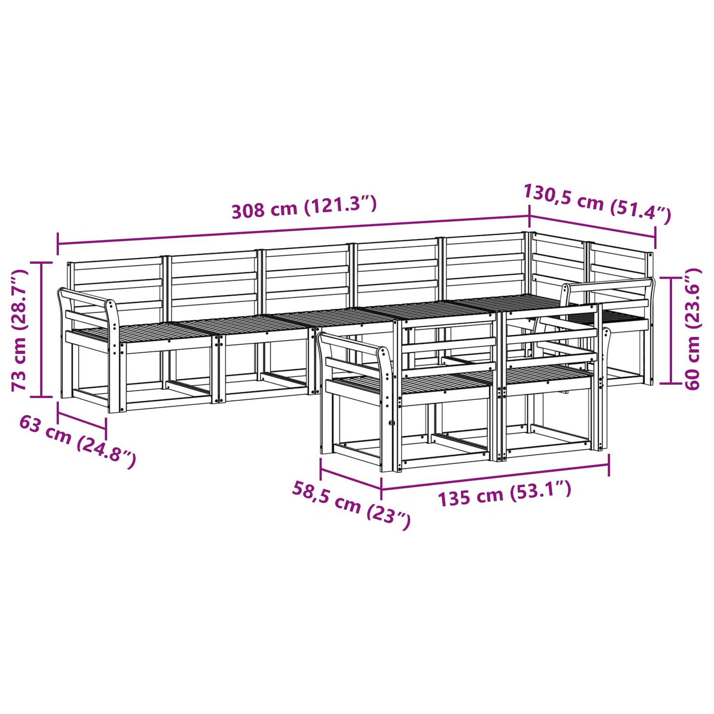 Outdoor Sofa Set 8 pcs White Solid Acacia Wood