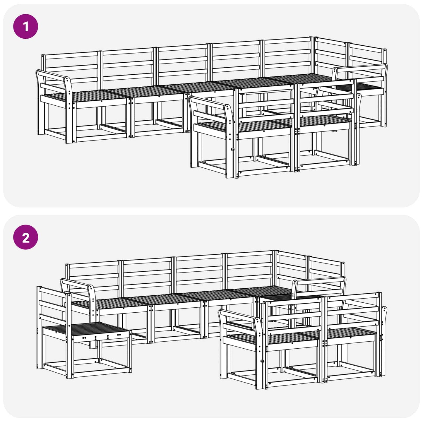 Outdoor Sofa Set 8 pcs White Solid Acacia Wood