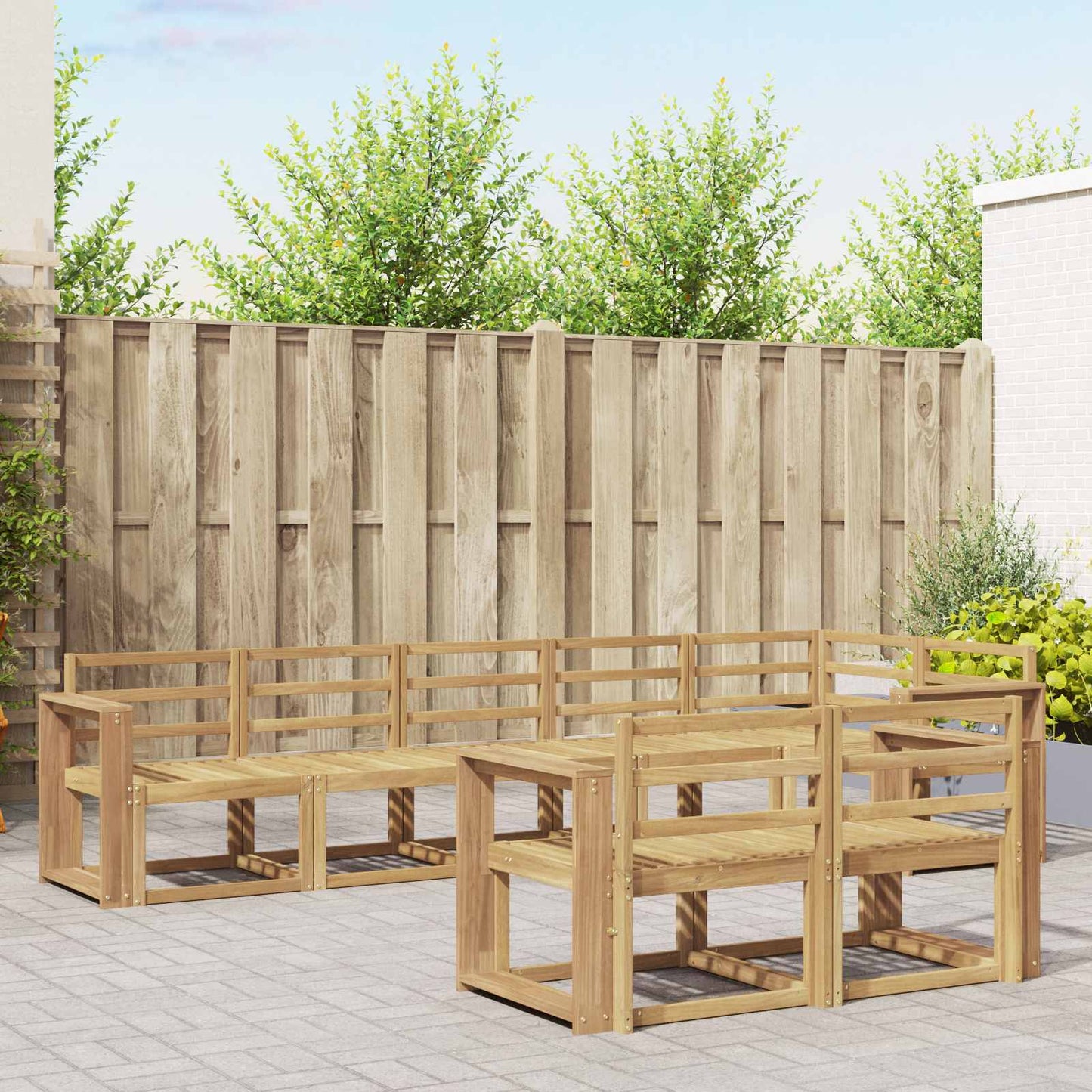 Outdoor Sofa Set 8 pcs White Solid Acacia Wood