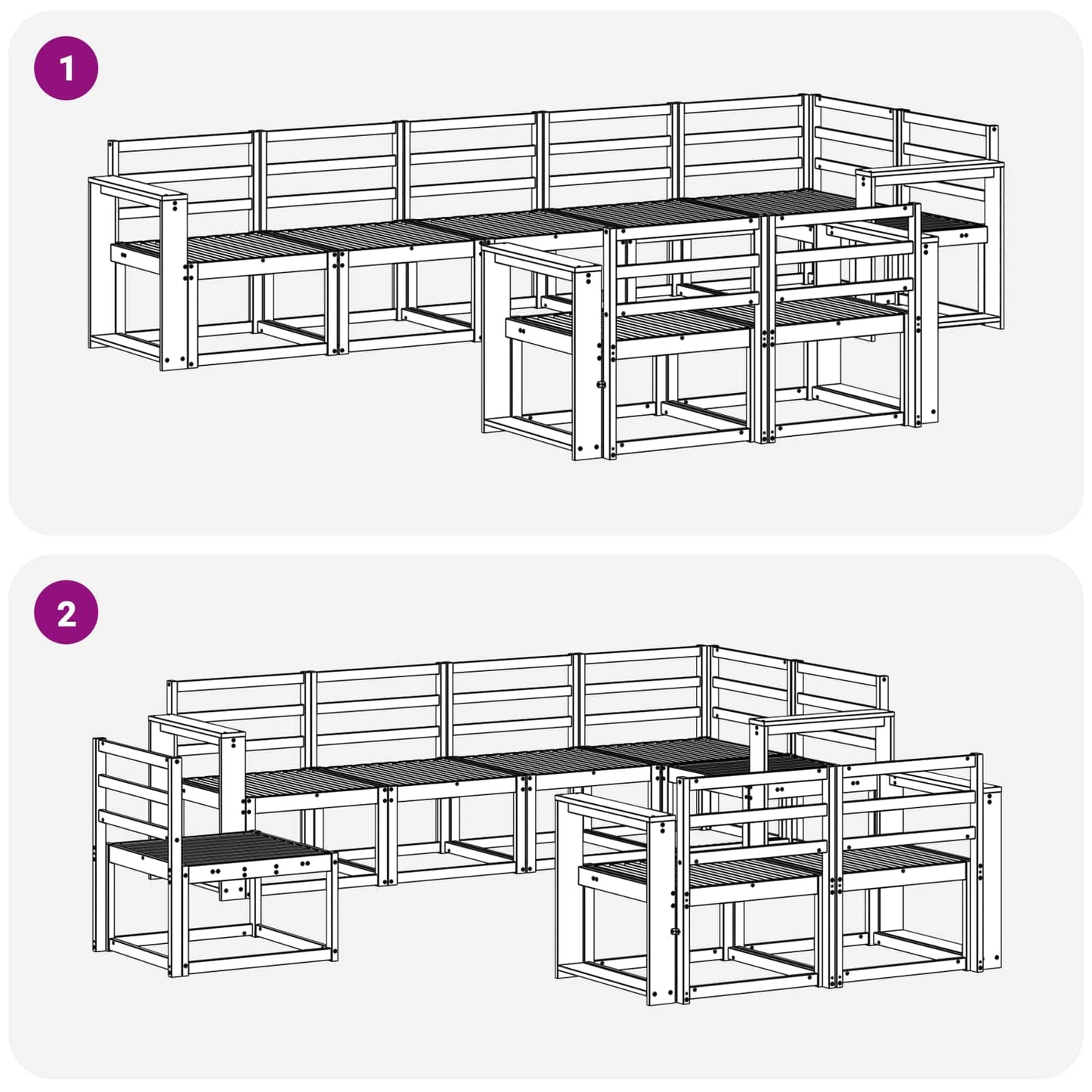 Outdoor Sofa Set 8 pcs White Solid Acacia Wood