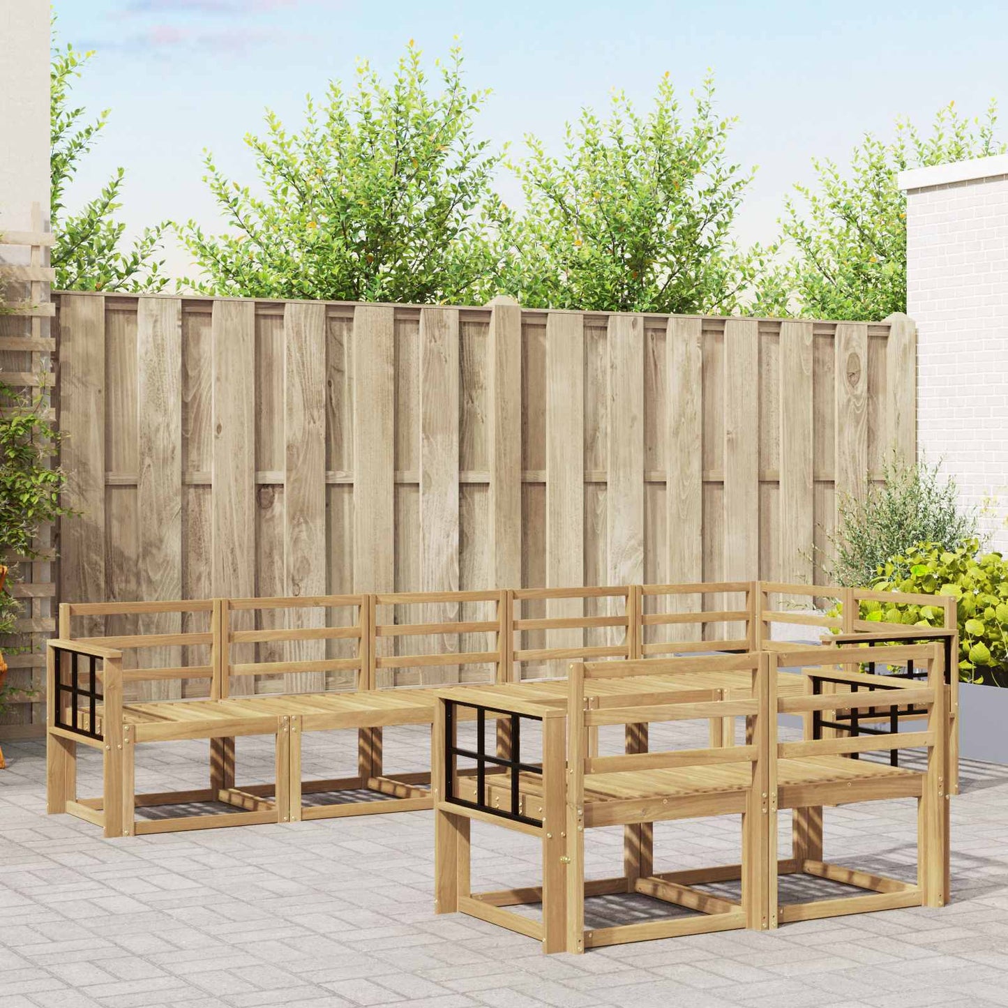Outdoor Sofa Set 8 pcs White Solid Acacia Wood