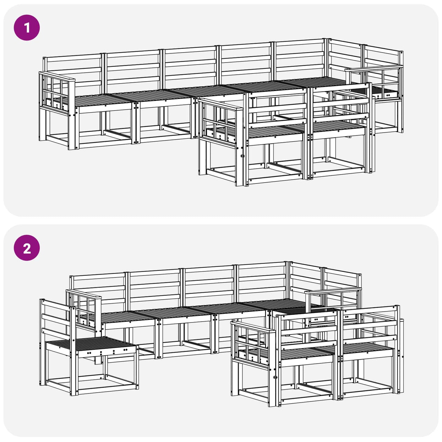 Outdoor Sofa Set 8 pcs White Solid Acacia Wood