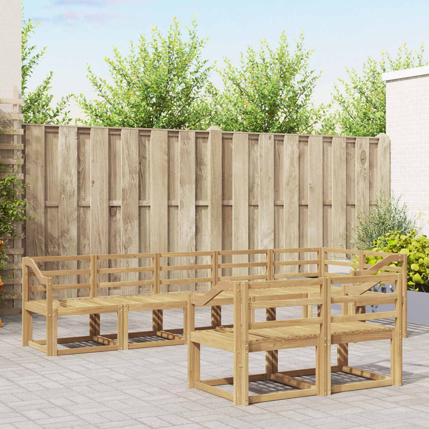 Outdoor Sofa Set 8 pcs White Solid Acacia Wood