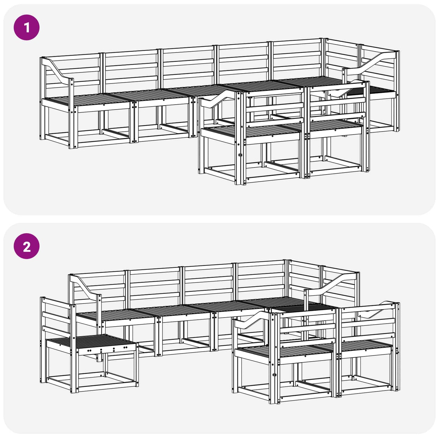Outdoor Sofa Set 8 pcs White Solid Acacia Wood