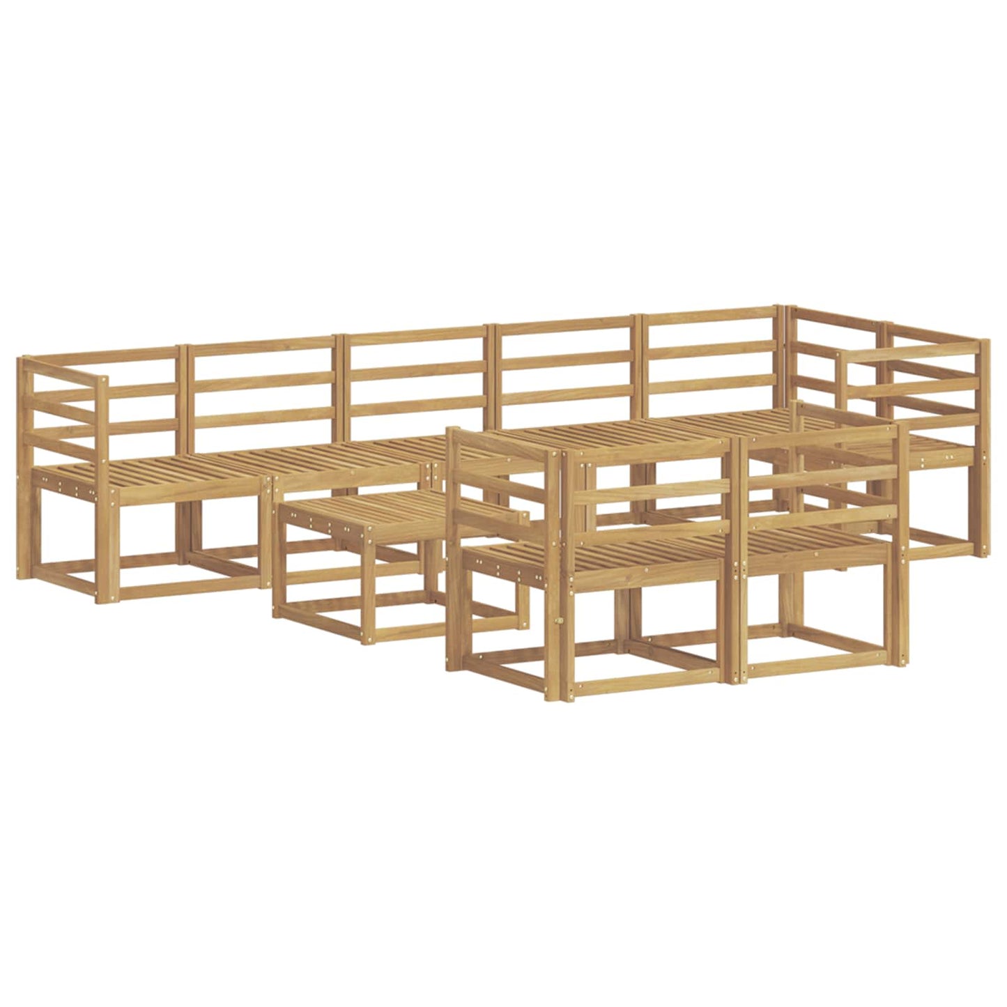 Outdoor Sofa Set 9 pcs White Solid Acacia Wood