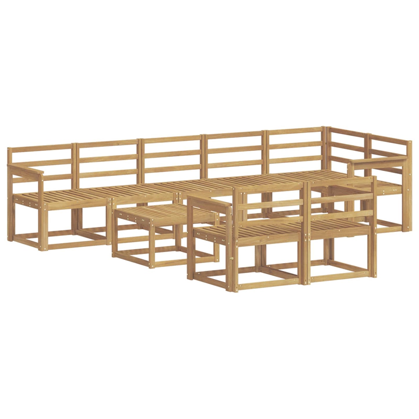 Outdoor Sofa Set 9 pcs White Solid Acacia Wood