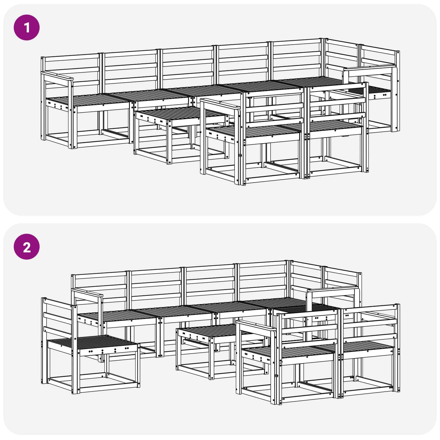 Outdoor Sofa Set 9 pcs White Solid Acacia Wood