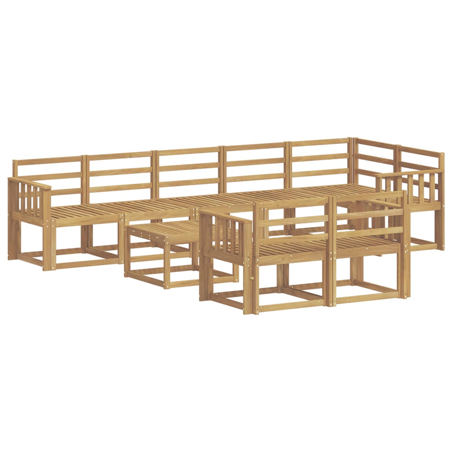 Outdoor Sofa Set 9 pcs White Solid Acacia Wood