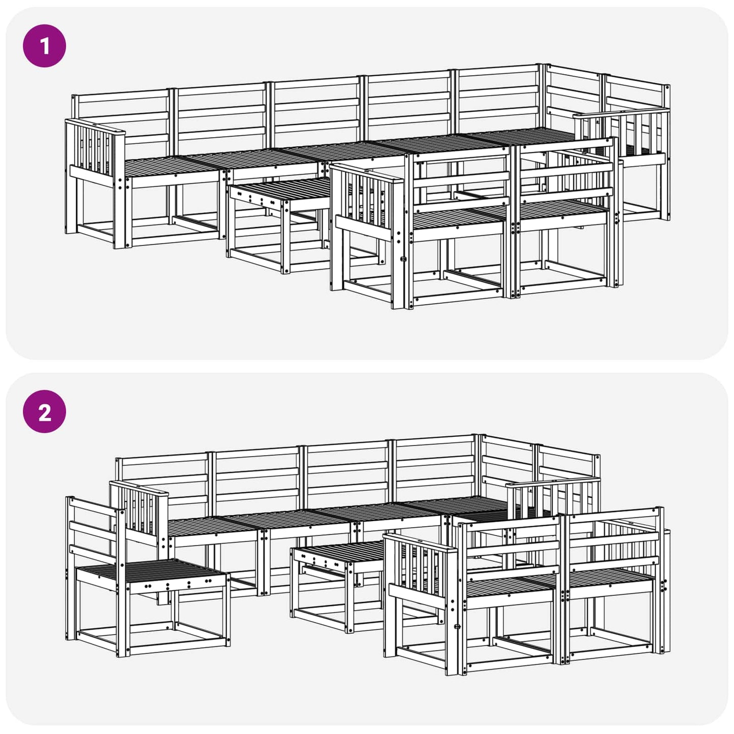 Outdoor Sofa Set 9 pcs White Solid Acacia Wood