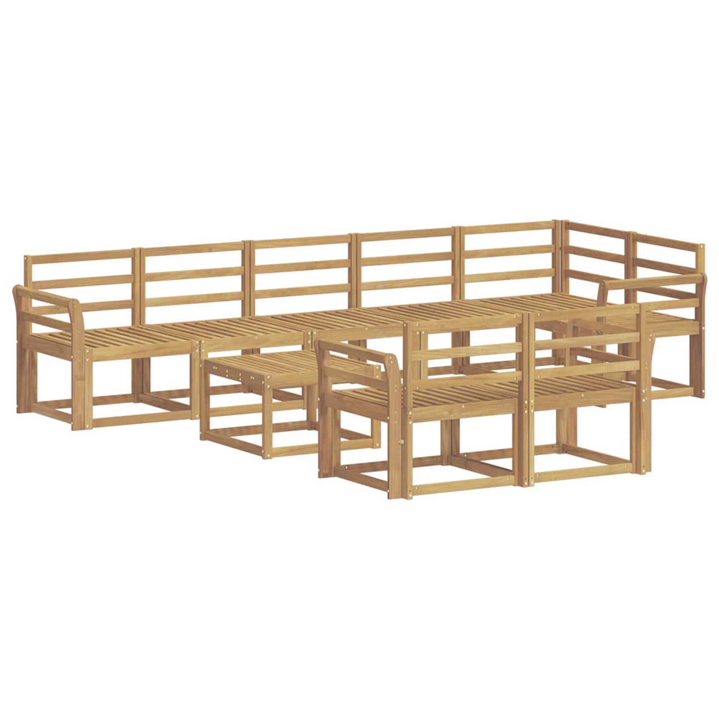 Outdoor Sofa Set 9 pcs White Solid Acacia Wood