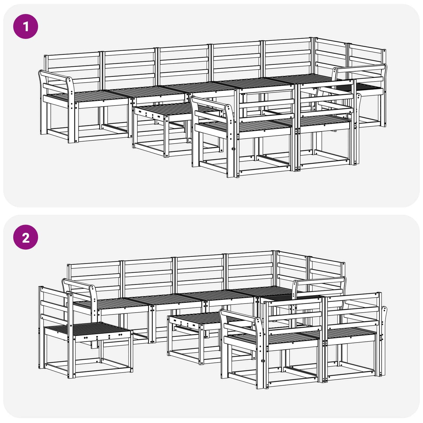 Outdoor Sofa Set 9 pcs White Solid Acacia Wood