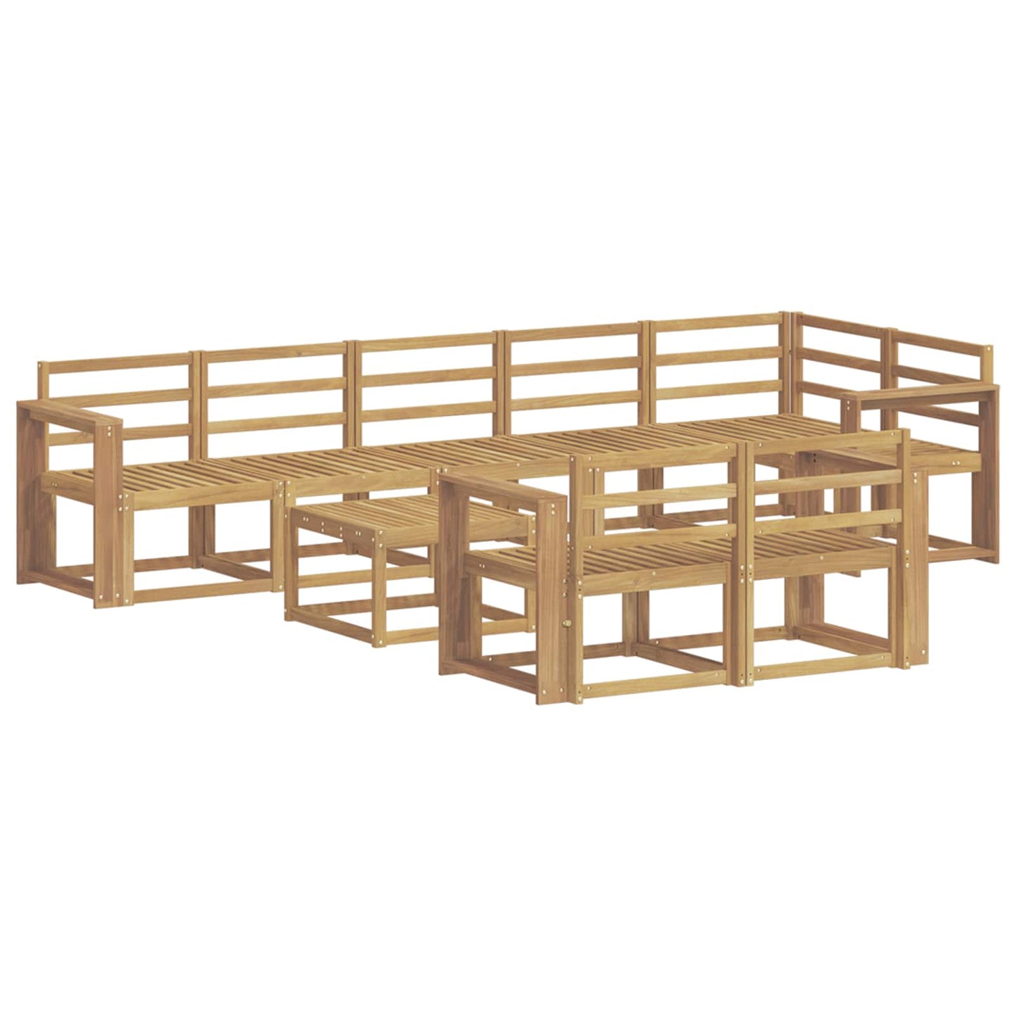 Outdoor Sofa Set 9 pcs White Solid Acacia Wood