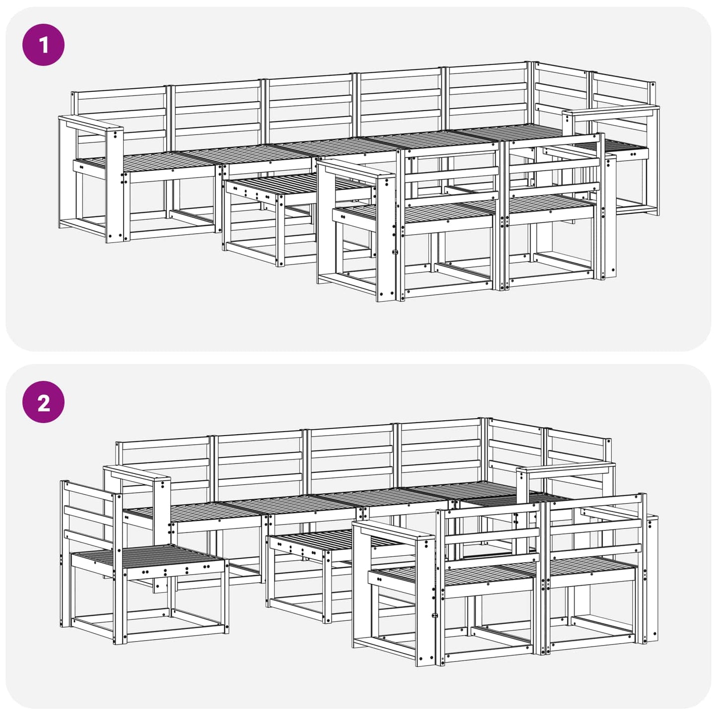 Outdoor Sofa Set 9 pcs White Solid Acacia Wood