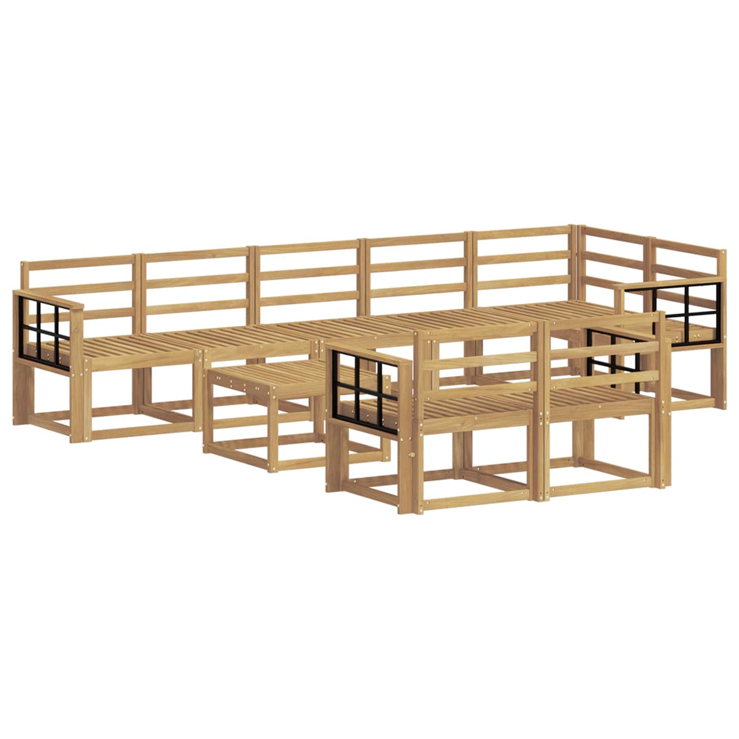 Outdoor Sofa Set 9 pcs White Solid Acacia Wood