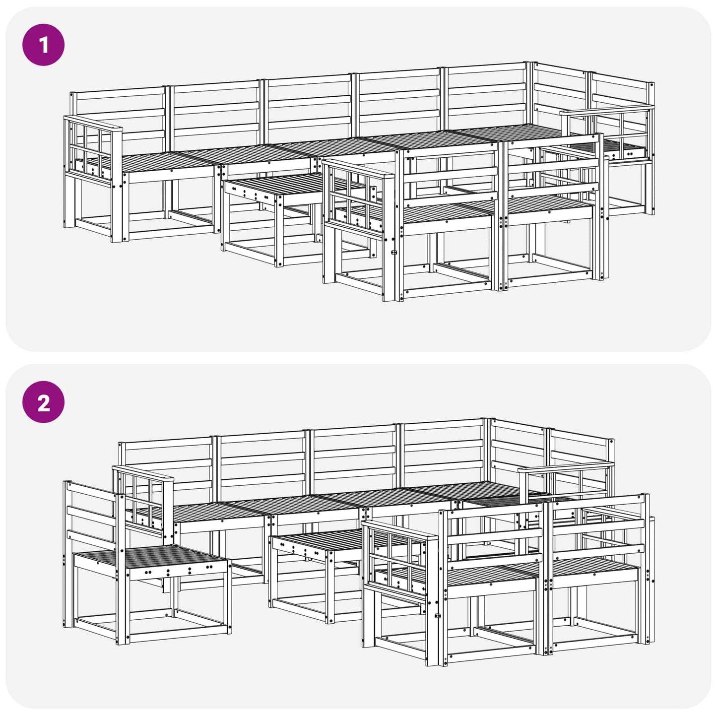 Outdoor Sofa Set 9 pcs White Solid Acacia Wood