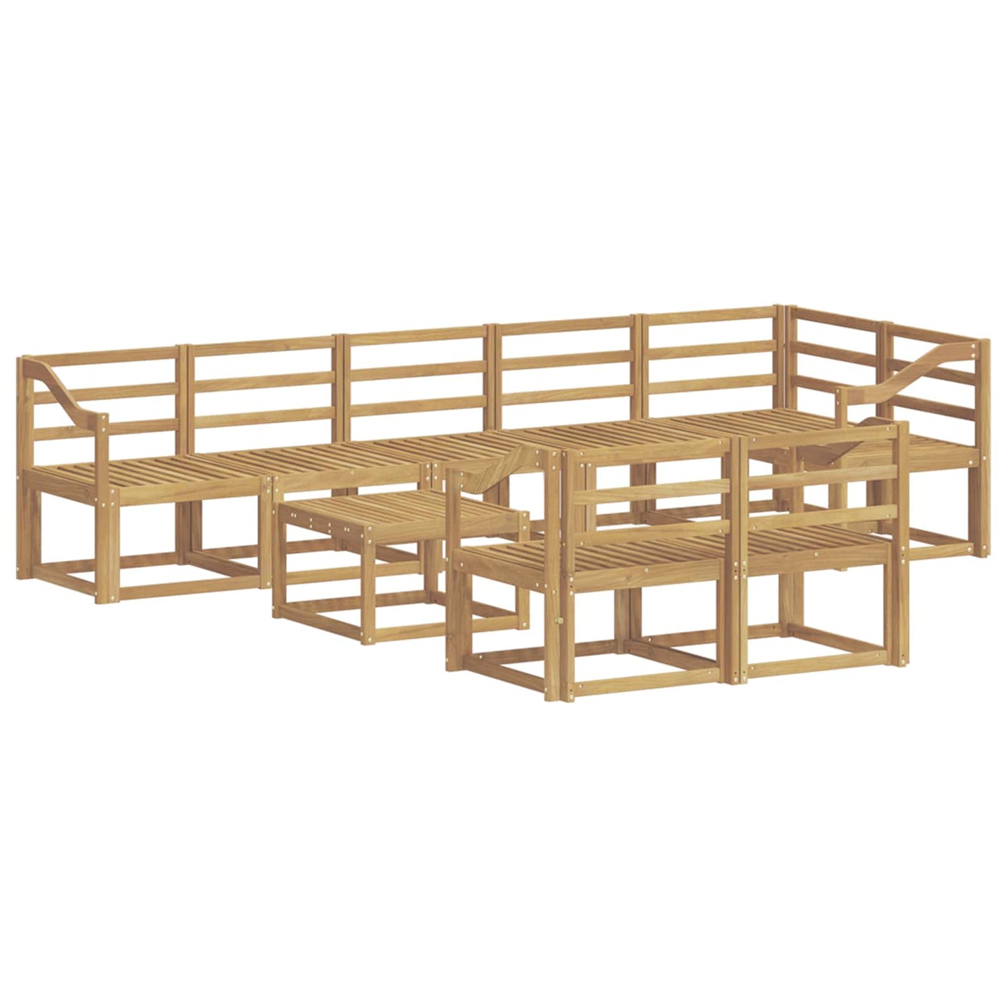 Outdoor Sofa Set 9 pcs White Solid Acacia Wood