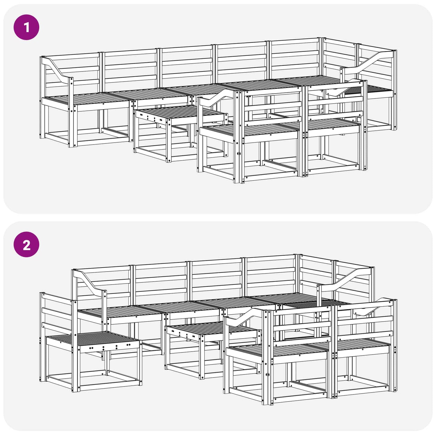 Outdoor Sofa Set 9 pcs White Solid Acacia Wood