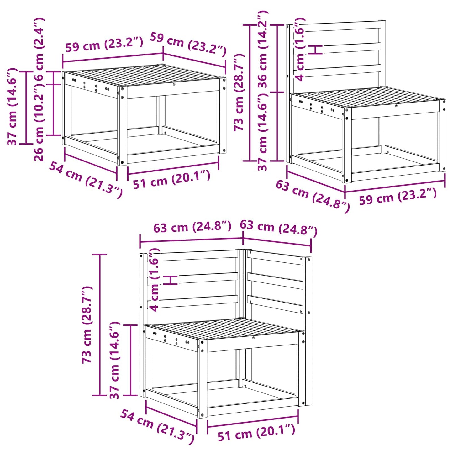 Outdoor Sofa Set 7 pcs White Solid Acacia Wood