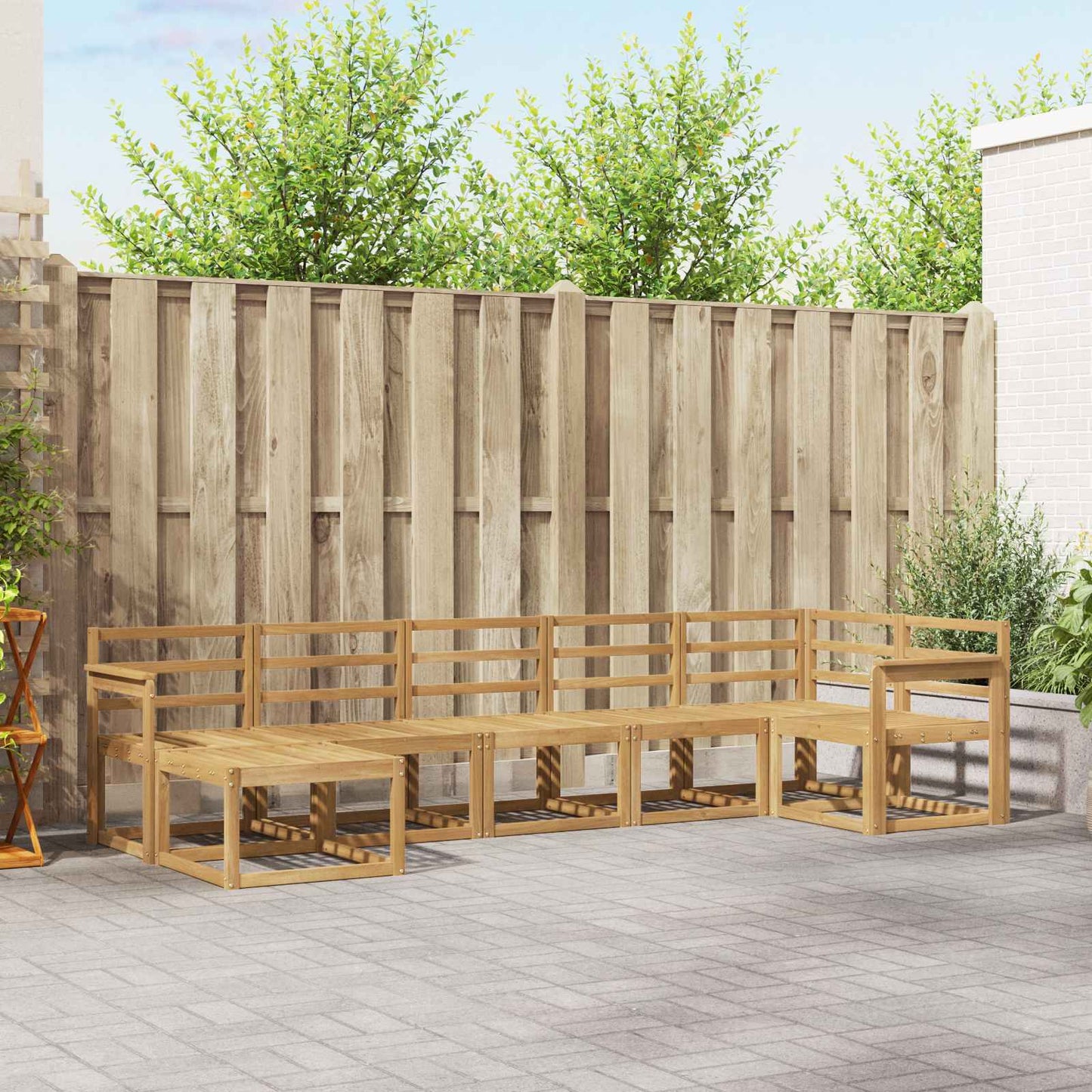 Outdoor Sofa Set 7 pcs White Solid Acacia Wood