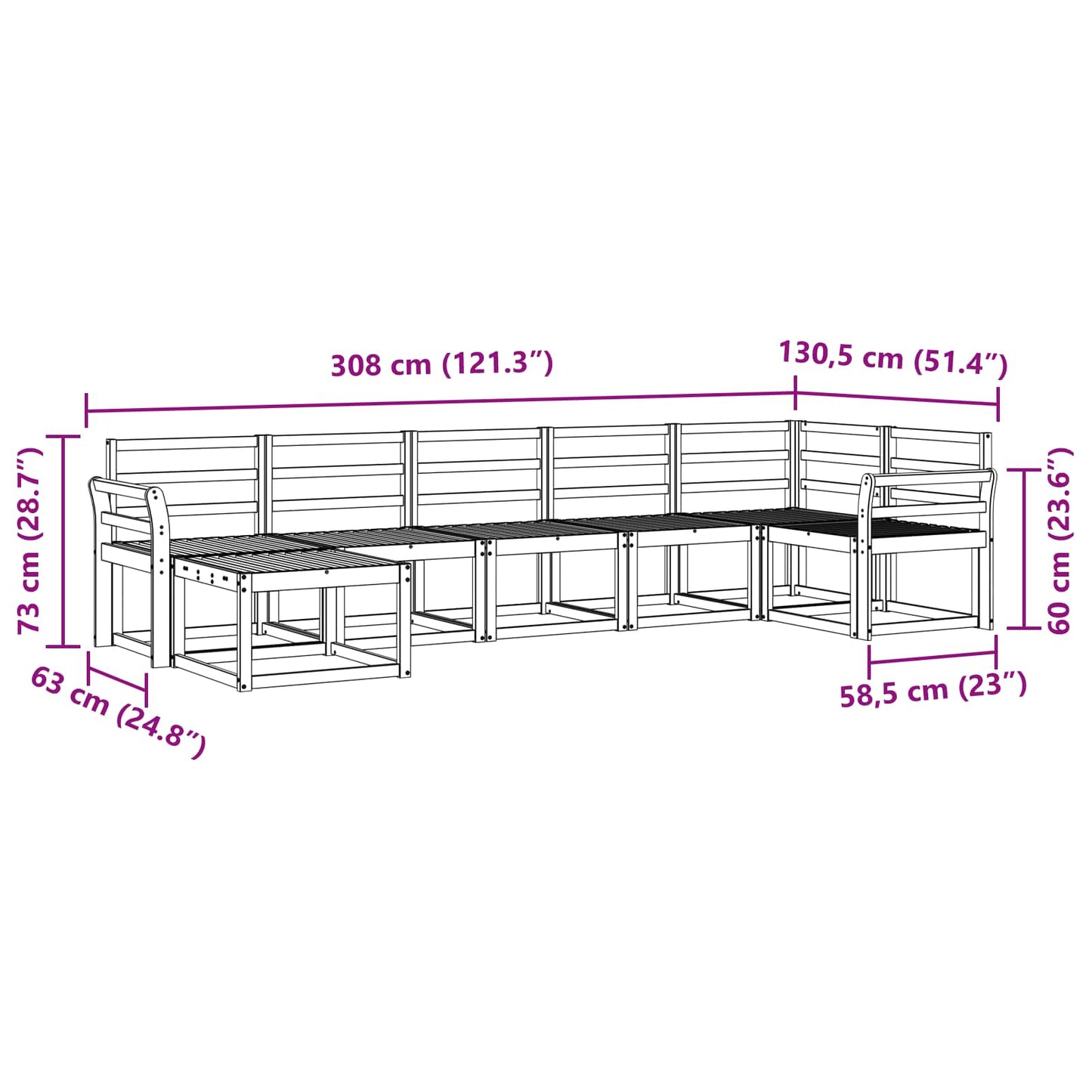 Outdoor Sofa Set 7 pcs White Solid Acacia Wood