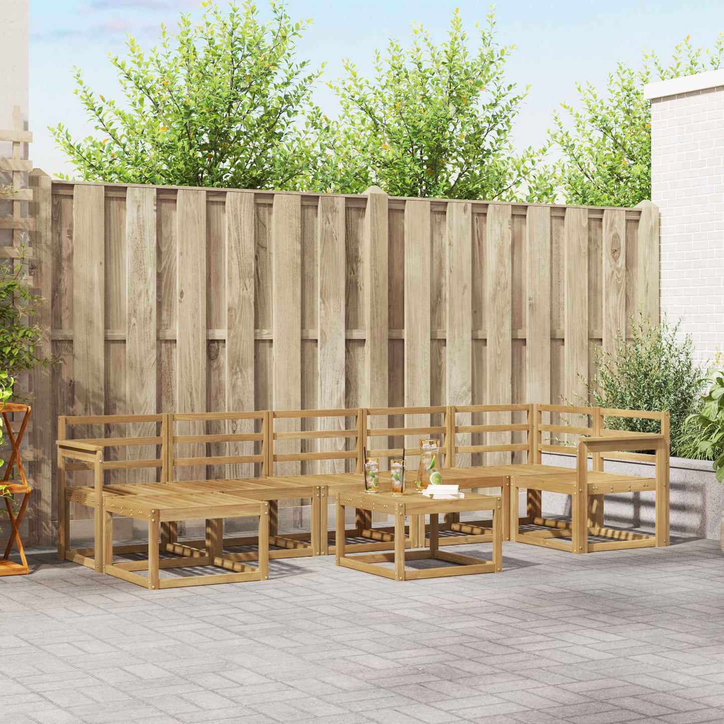 Outdoor Sofa Set 8 pcs White Solid Acacia Wood