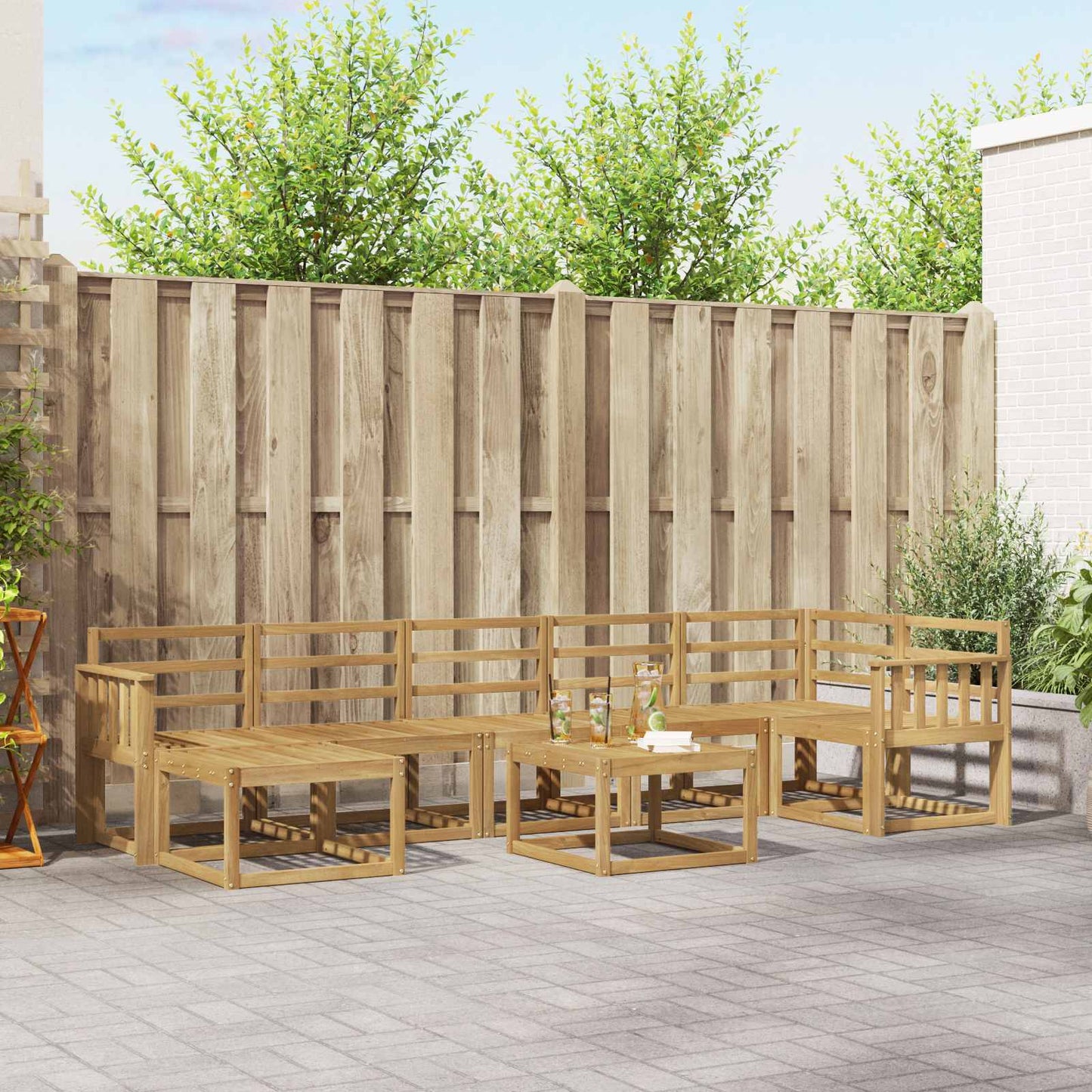 Outdoor Sofa Set 8 pcs White Solid Acacia Wood