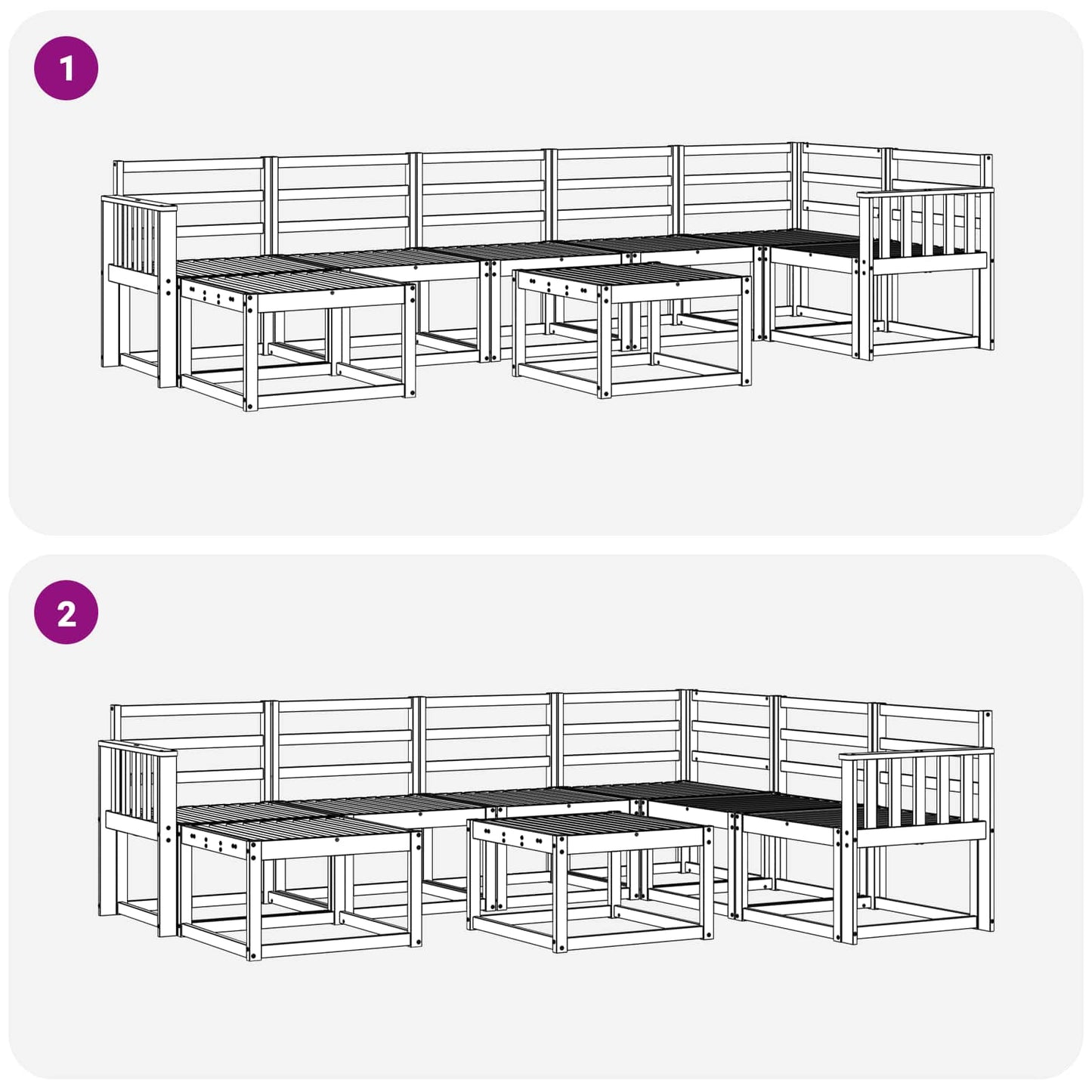 Outdoor Sofa Set 8 pcs White Solid Acacia Wood