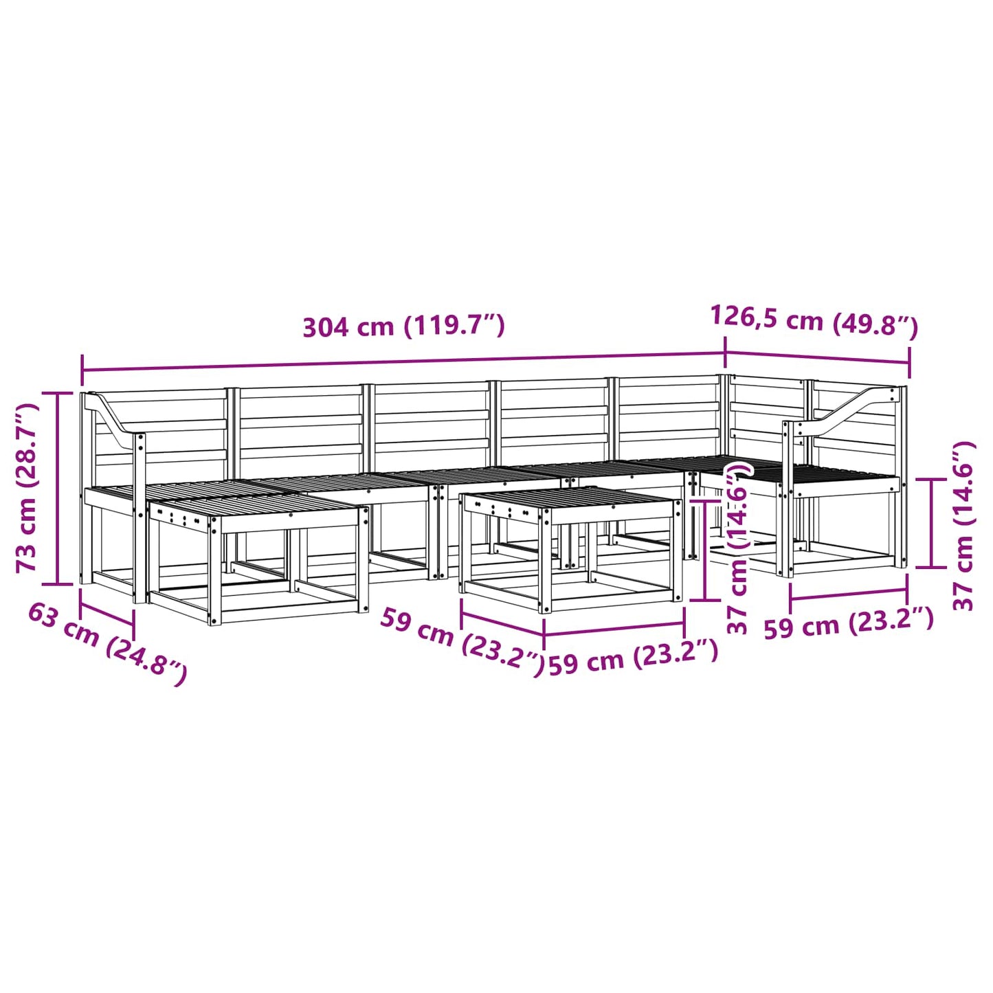 Outdoor Sofa Set 8 pcs White Solid Acacia Wood