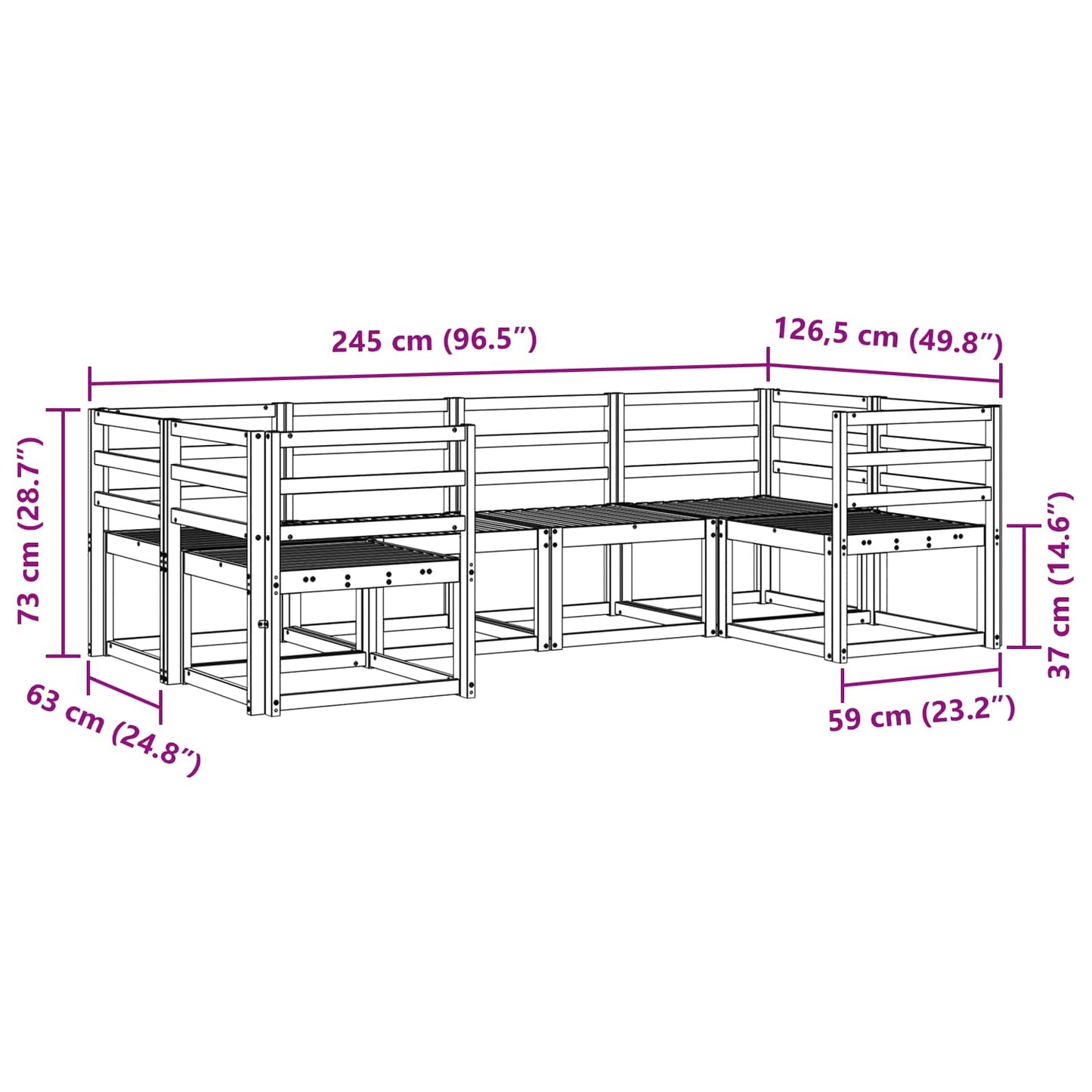 Outdoor Sofa Set 6 pcs White Solid Acacia Wood