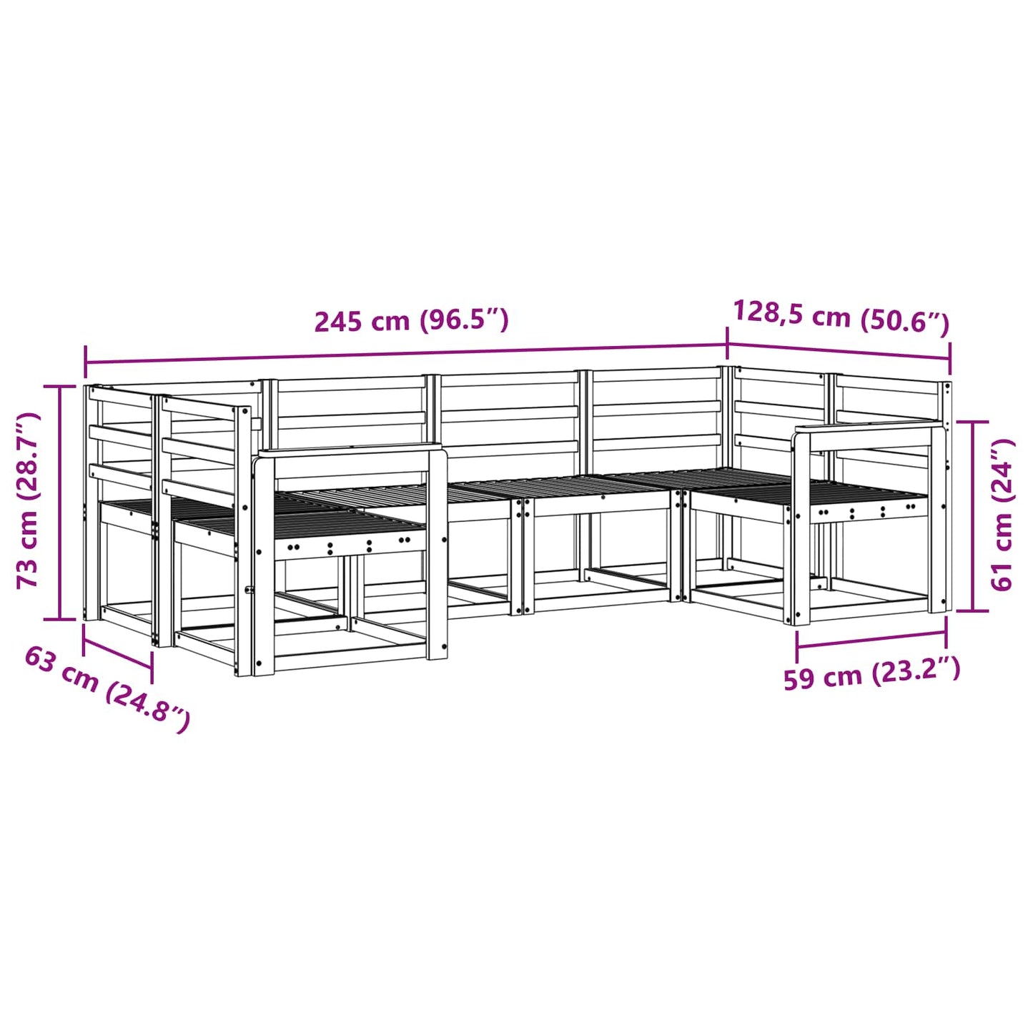 Outdoor Sofa Set 6 pcs White Solid Acacia Wood