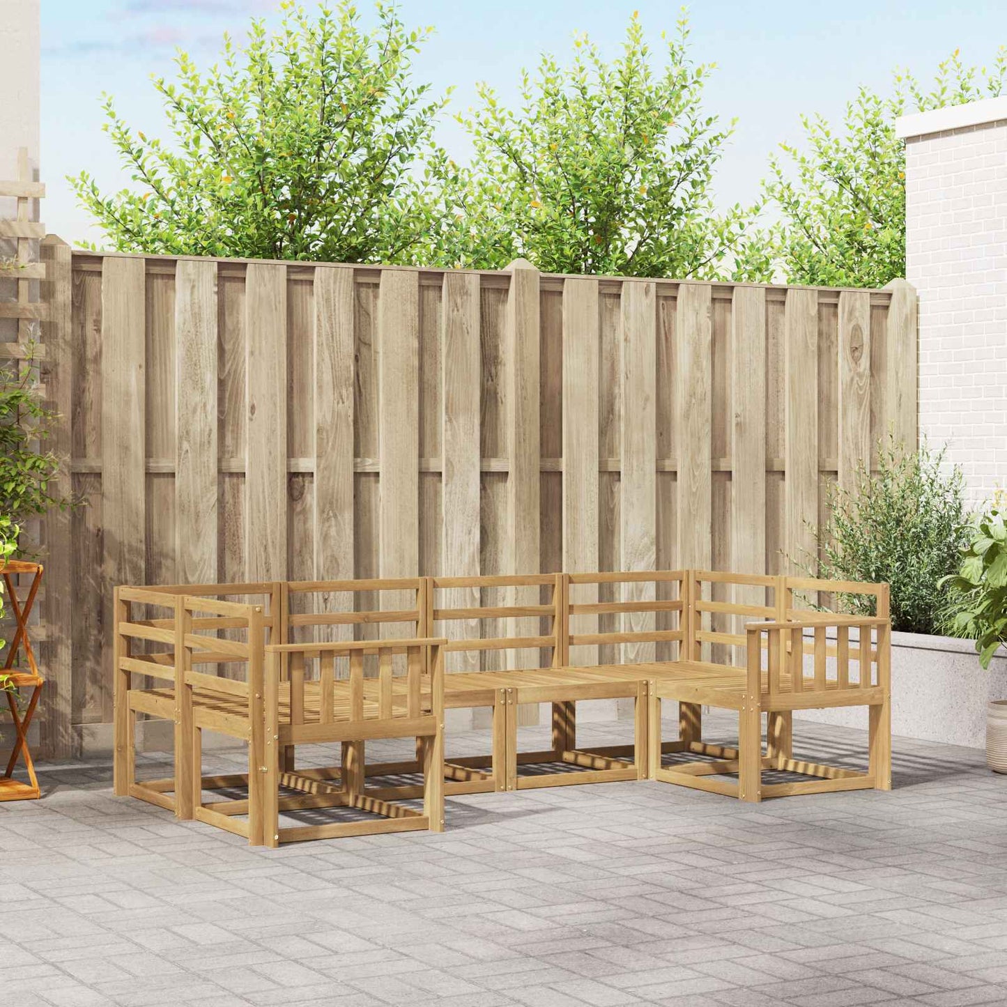Outdoor Sofa Set 6 pcs White Solid Acacia Wood
