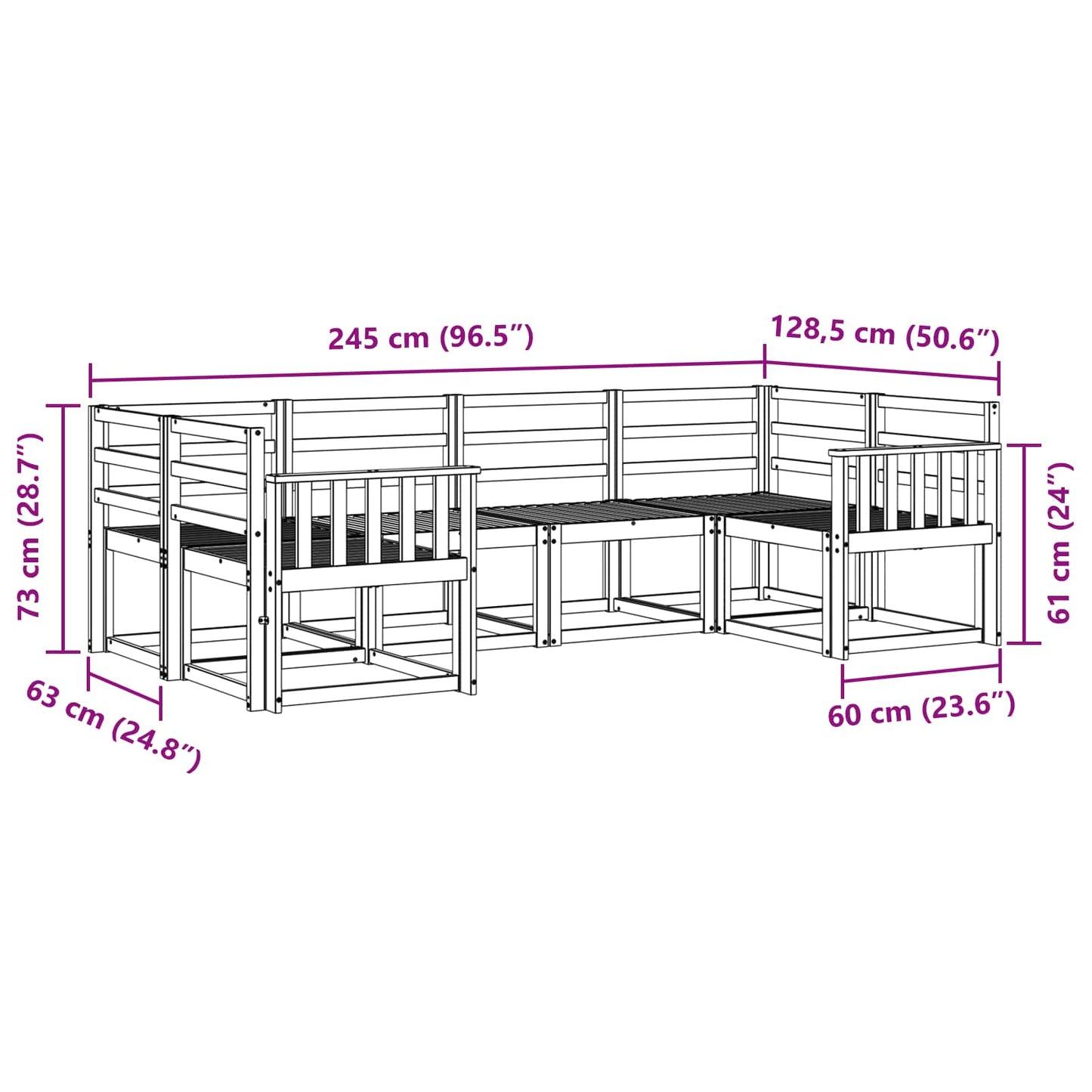 Outdoor Sofa Set 6 pcs White Solid Acacia Wood