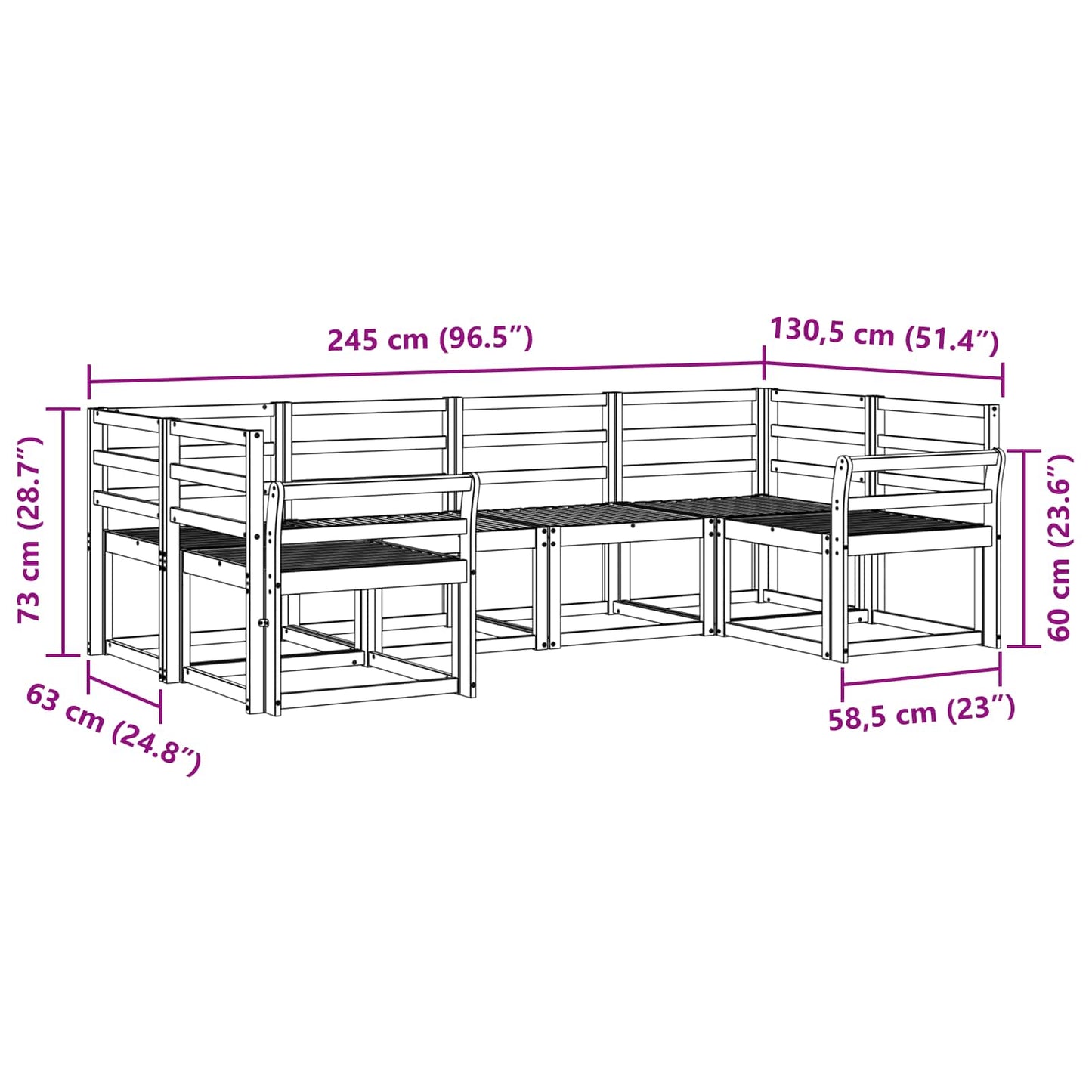 Outdoor Sofa Set 6 pcs White Solid Acacia Wood