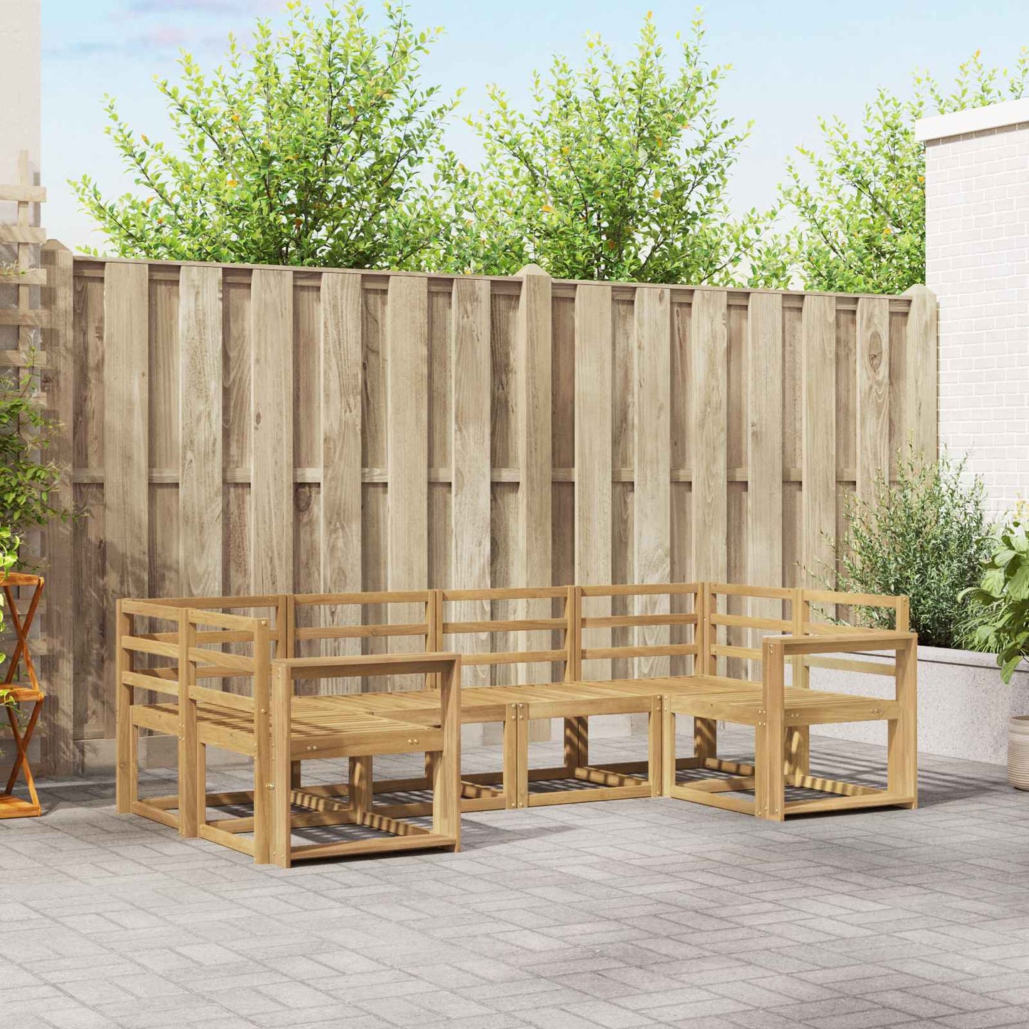 Outdoor Sofa Set 6 pcs White Solid Acacia Wood