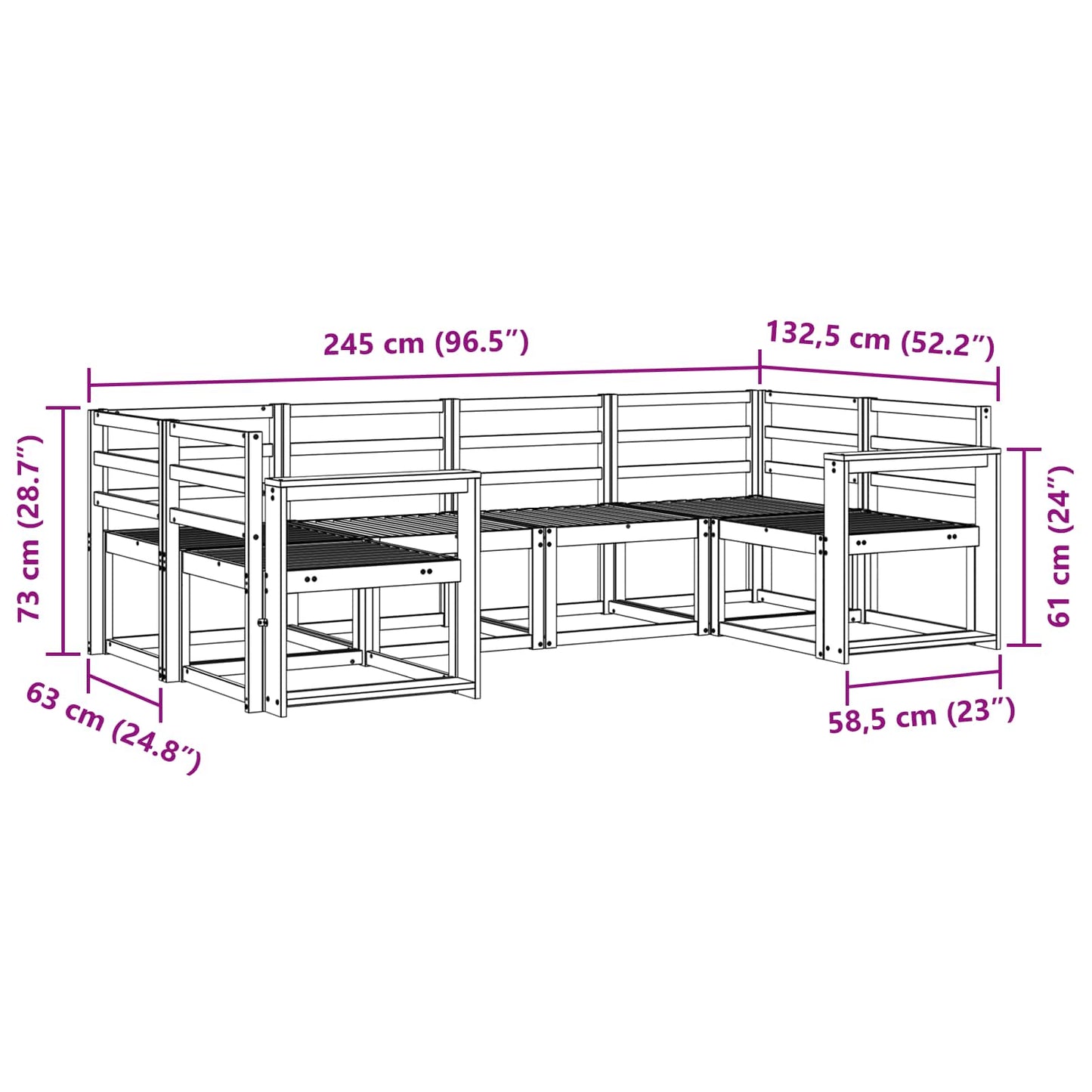 Outdoor Sofa Set 6 pcs White Solid Acacia Wood