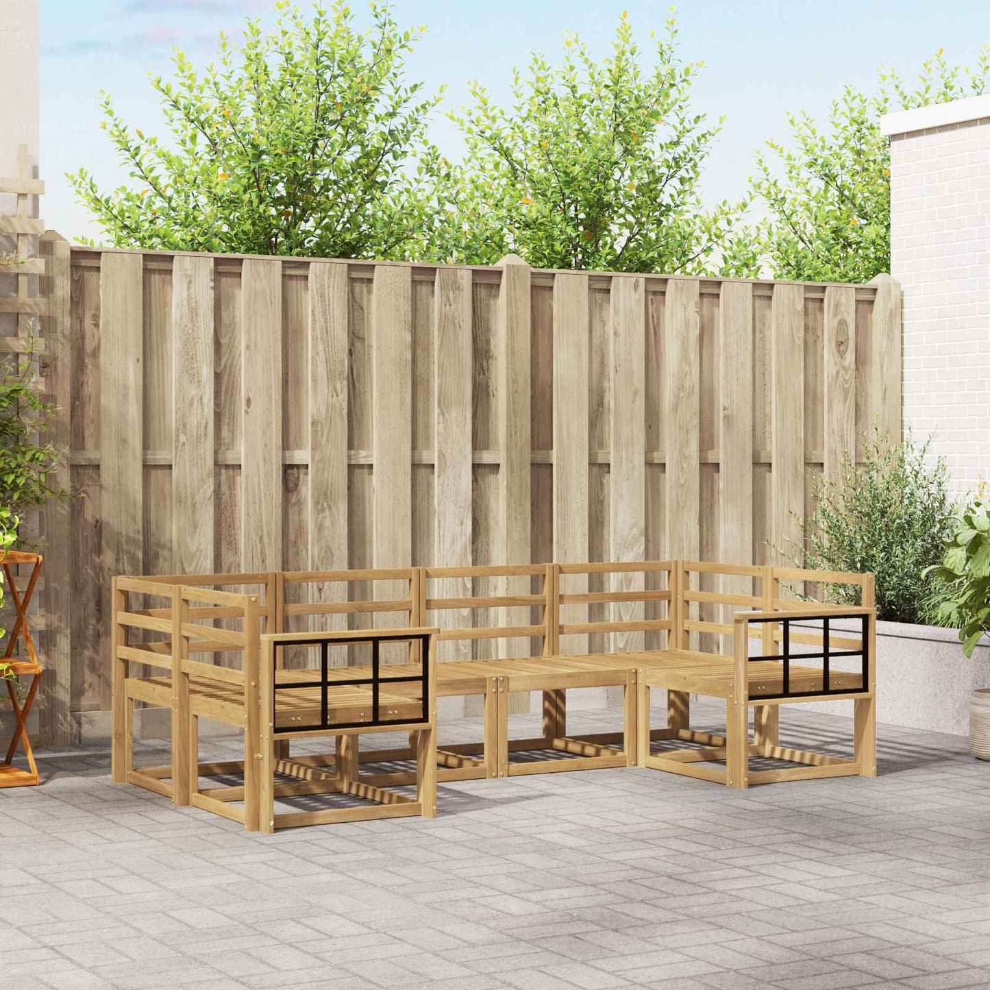 Outdoor Sofa Set 6 pcs White Solid Acacia Wood