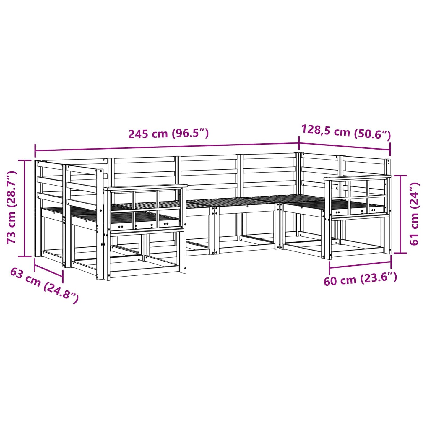 Outdoor Sofa Set 6 pcs White Solid Acacia Wood
