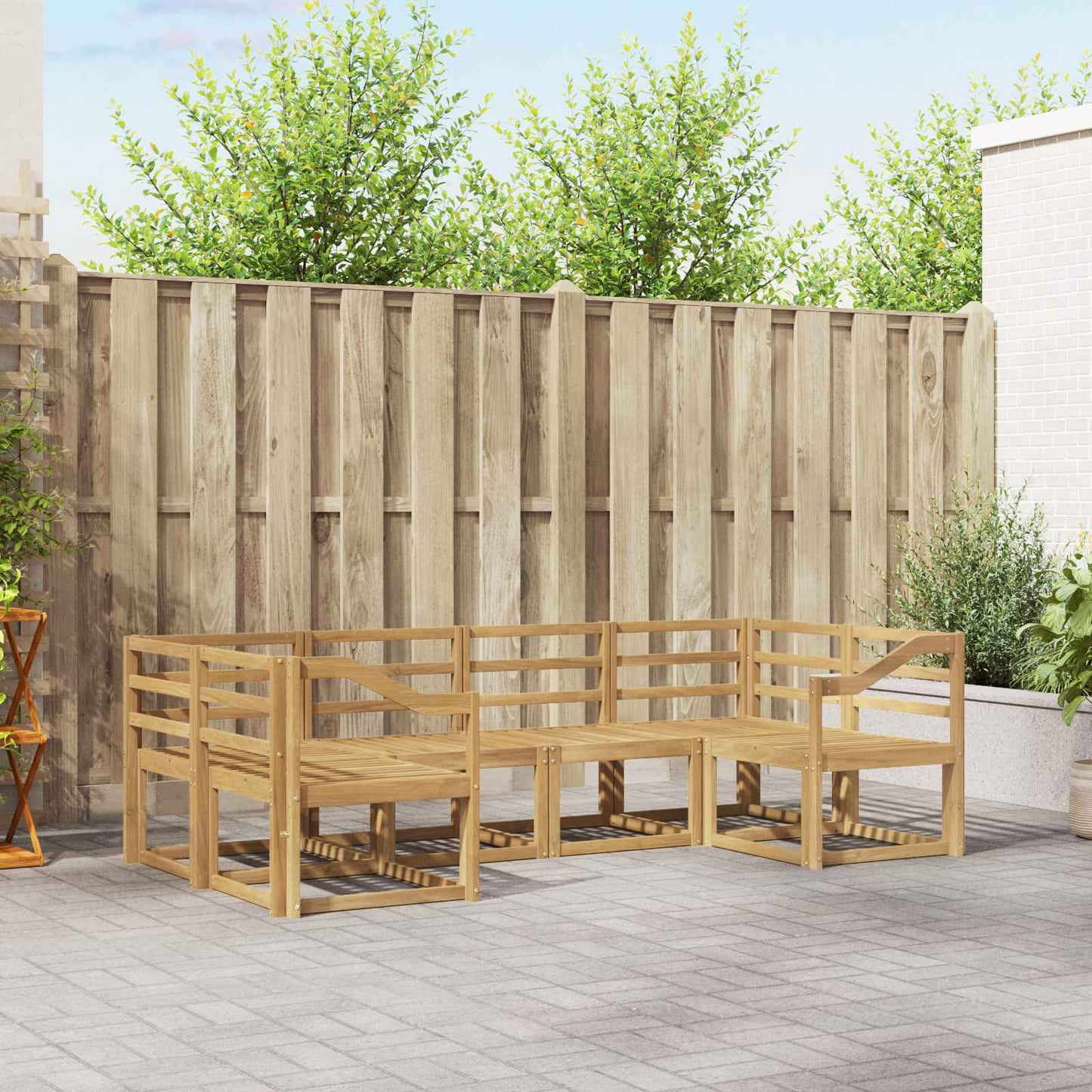 Outdoor Sofa Set 6 pcs White Solid Acacia Wood