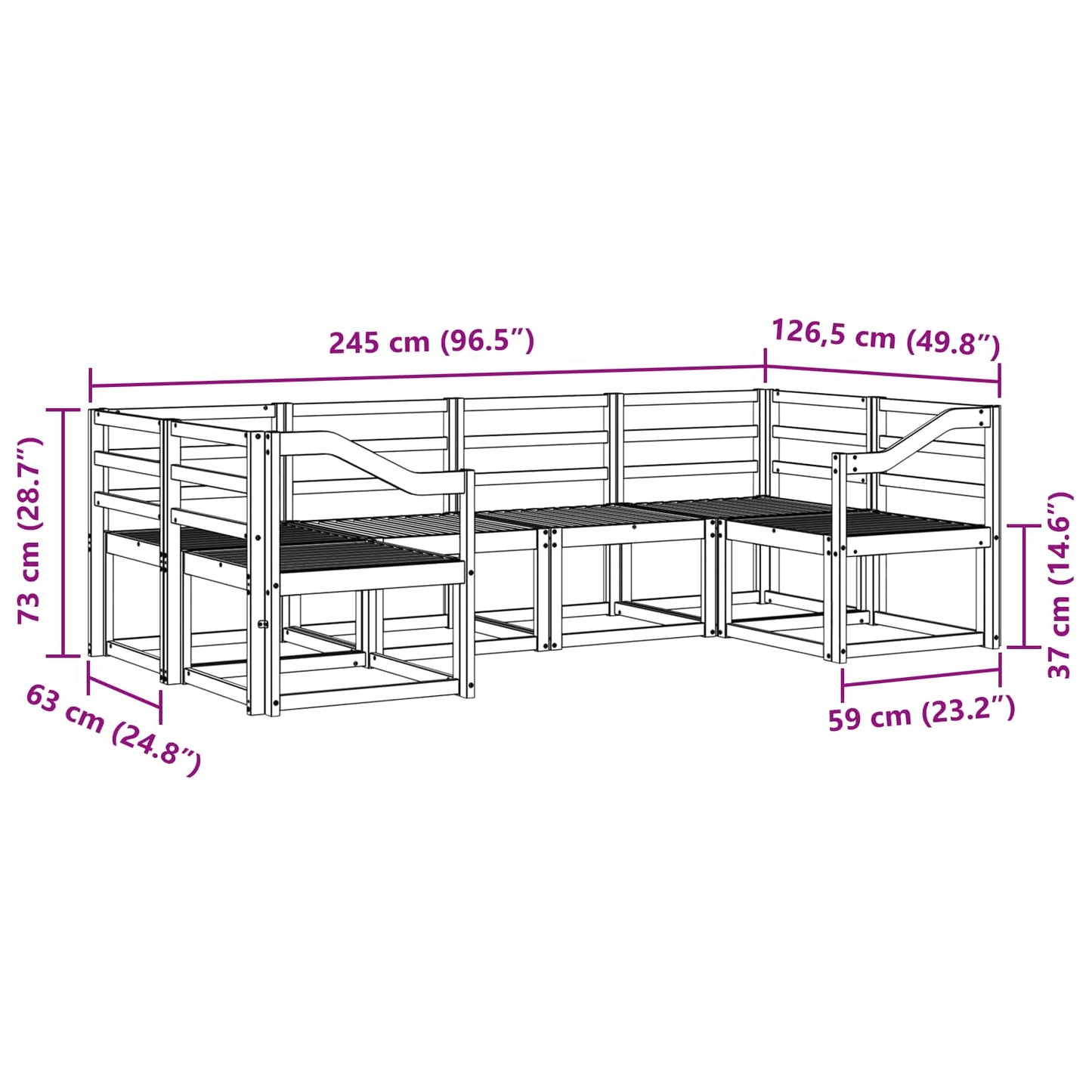 Outdoor Sofa Set 6 pcs White Solid Acacia Wood