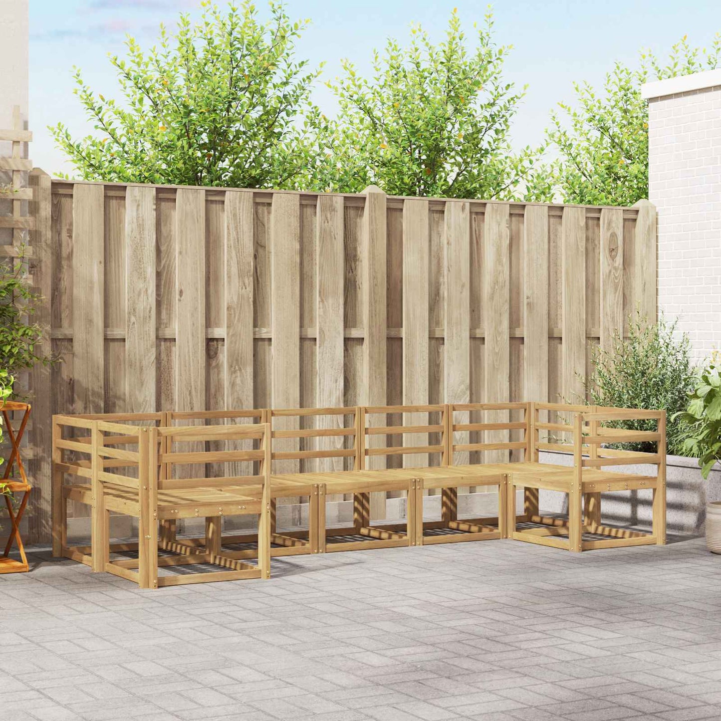 Outdoor Sofa Set 7 pcs White Solid Acacia Wood