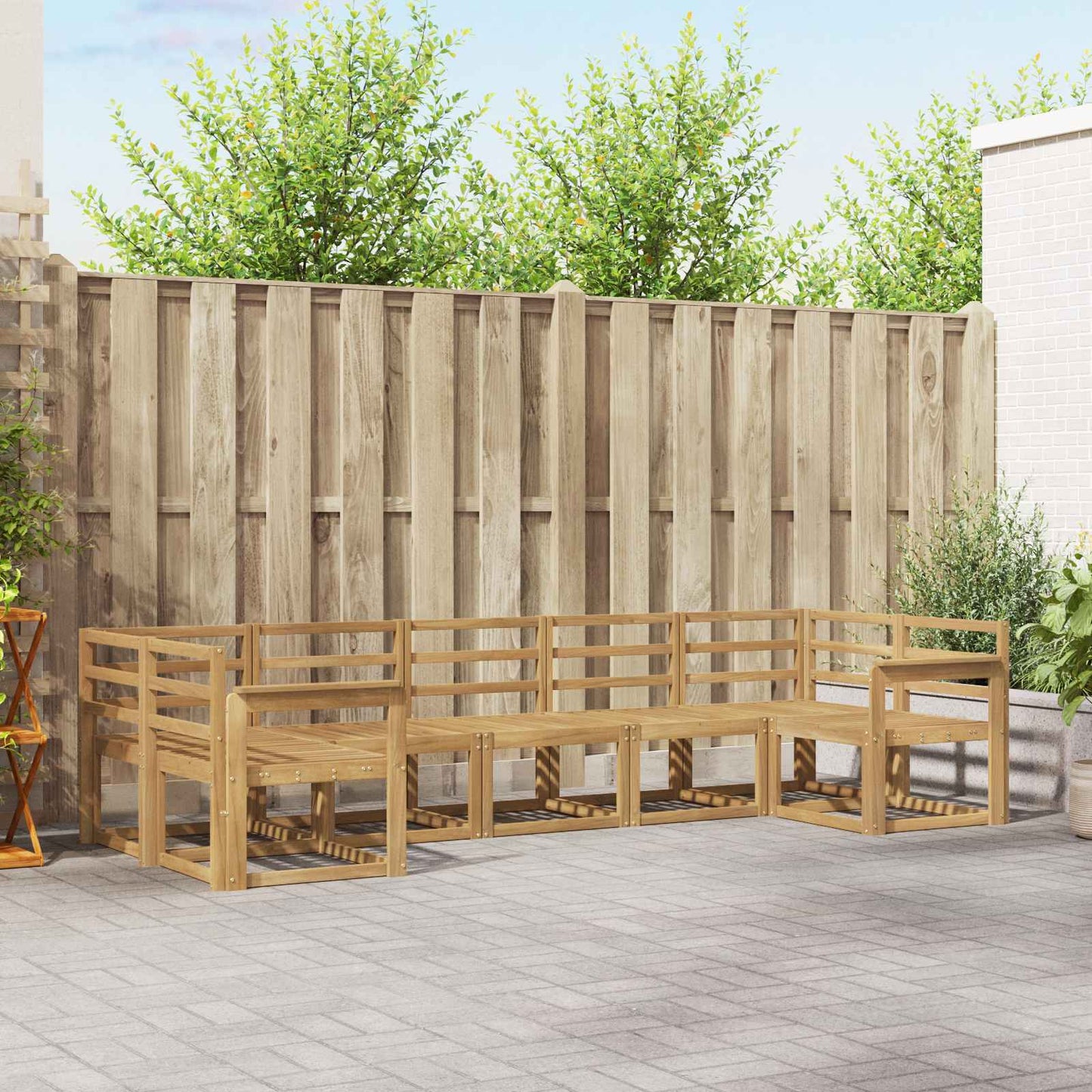 Outdoor Sofa Set 7 pcs White Solid Acacia Wood