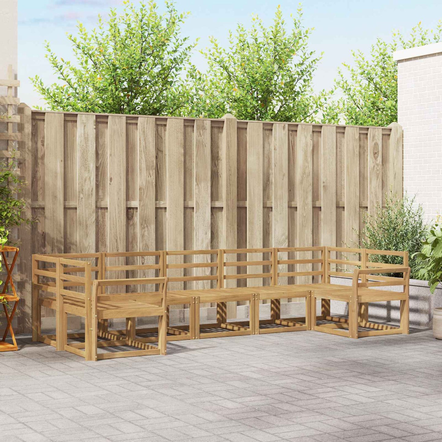 Outdoor Sofa Set 7 pcs White Solid Acacia Wood